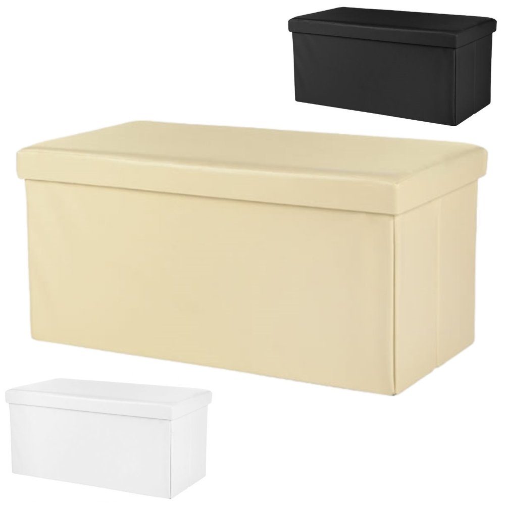 Mucola Sitzbank Sitzbank faltbar Aufbewahrungsbox Truhe Hocker Stauraum Kunstleder (Stück, 3-St., Premium-Sitzbank), faltbar Weiß | Weiß