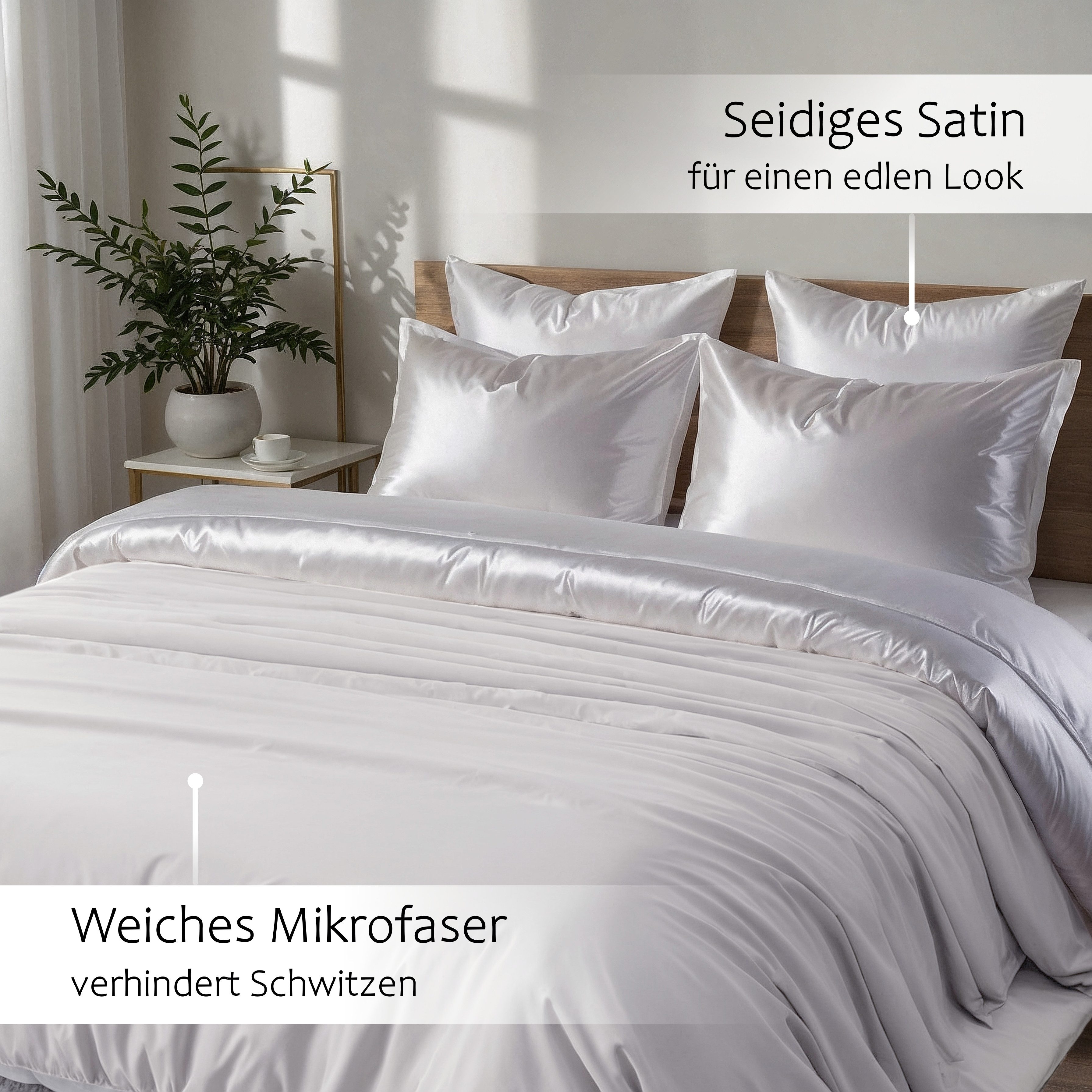 Cozyor Wendebettwäsche Satin glänzend matt 135x200, 155x200, 155x220, 200x200 cm extra weich, Satin & Mikrofaser, 2 teilig, Edel und hochwertig – Bild 4 von 5