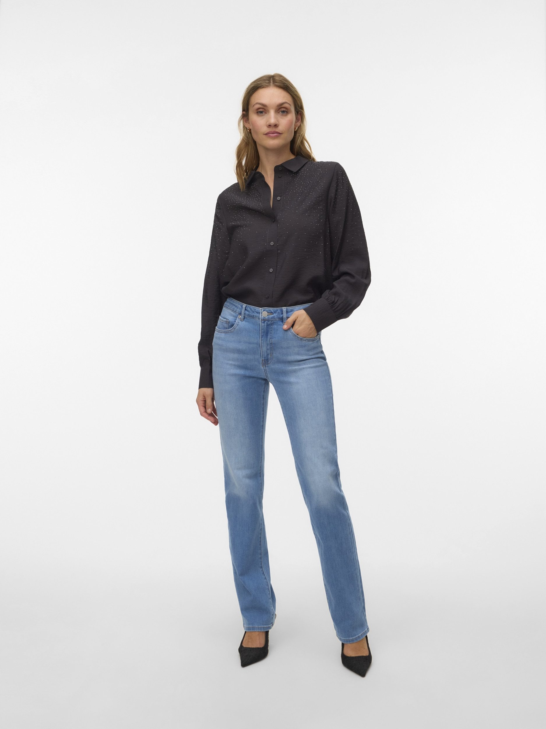 Vero Moda T-Shirt VMHERDIS LS SHIRT WVN BTQ GA
