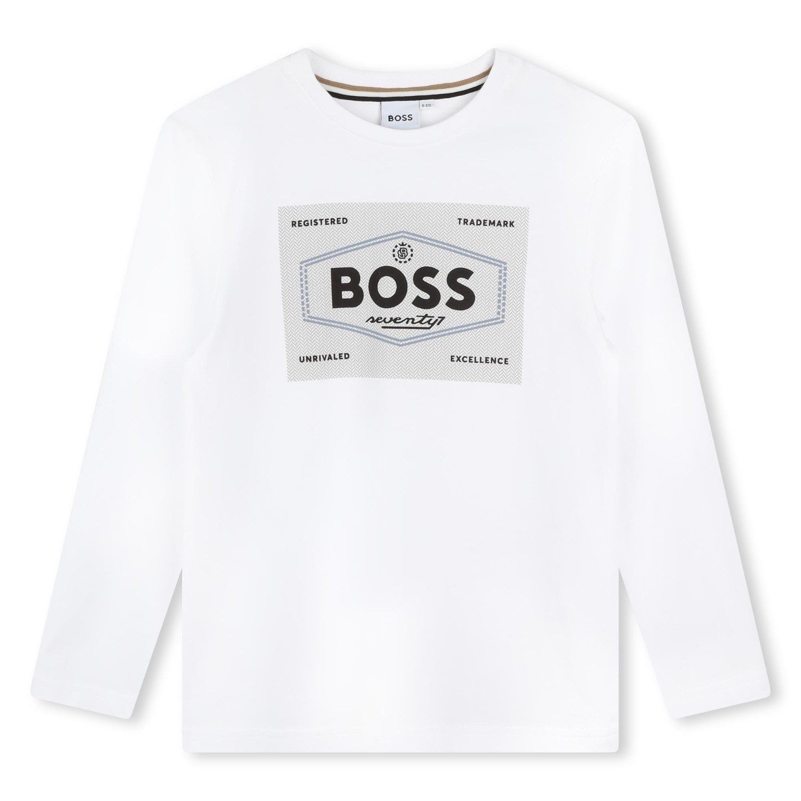 Boss Kidswear Langarmshirt BOSS KIDSWEAR Langarmshirt weiß mit Logo 8-16 Jahre