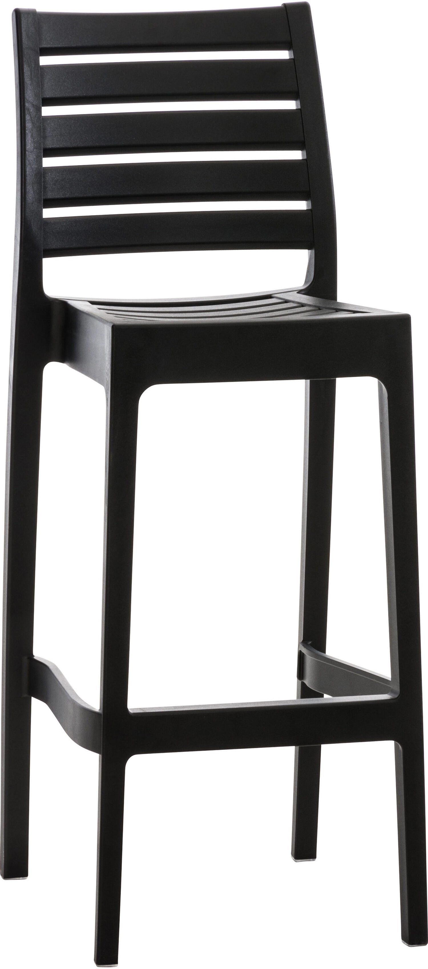 TPFLiving Barhocker Ares (mit angenehmer Fußstütze - Hocker für Theke & Küche), Gestell Kunststoff - Sitzfläche: Kunststoff Schwarz