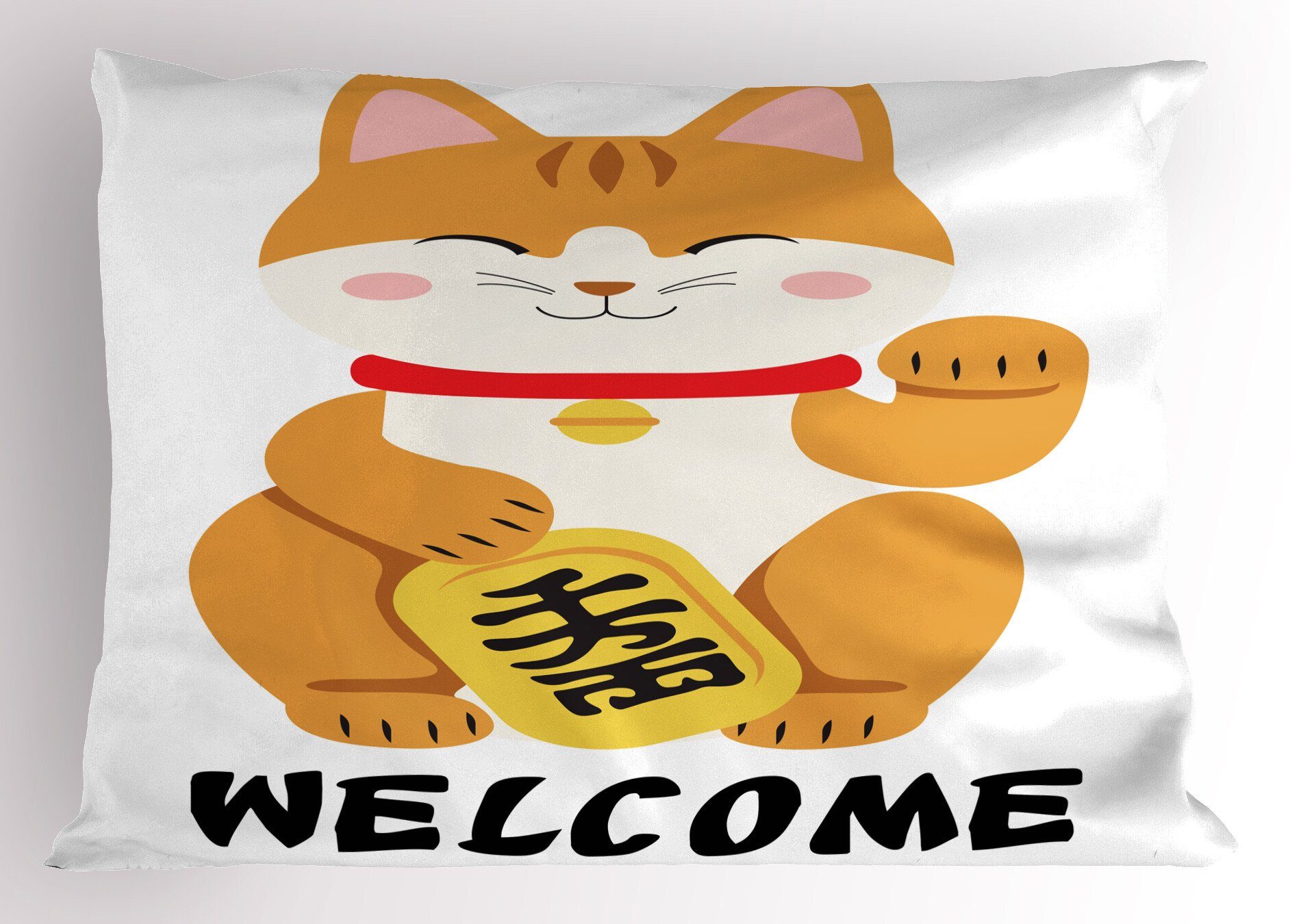 Gedruckter Queen japanische (1 Kissenbezüge Size Kopfkissenbezug, Stück), Nizza Katze Dekorativer Abakuhaus Katzen-Gekritzel