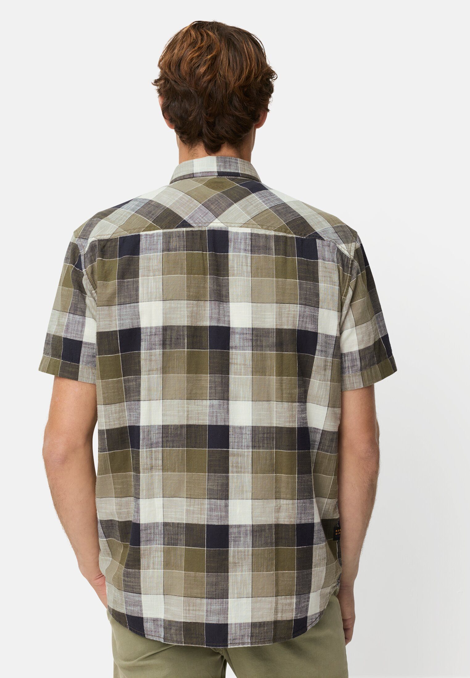 camel active Kurzarmhemd aus reiner Baumwolle Kurzarm Button-Down