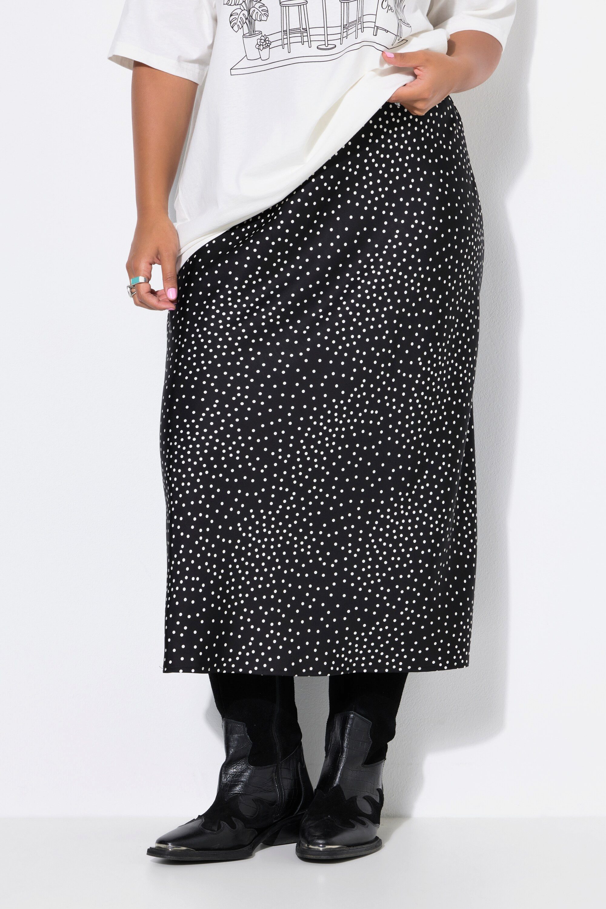 Studio Untold Midirock Midi-Satinrock A-Line Dots