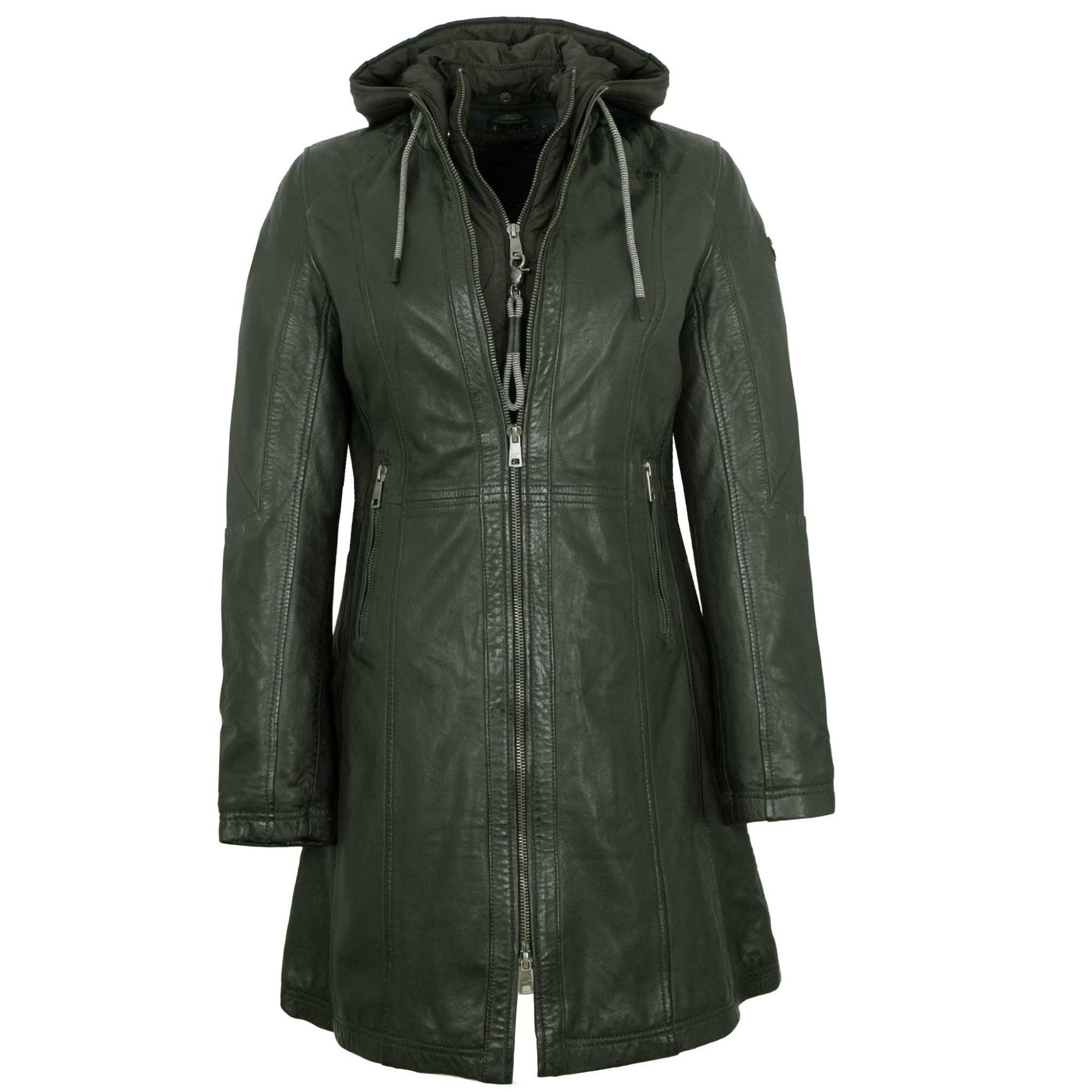 Mauritius Lederjacke MWMilene Mauritius - Damen Ledermantel Kapuze Lammnapp günstig online kaufen