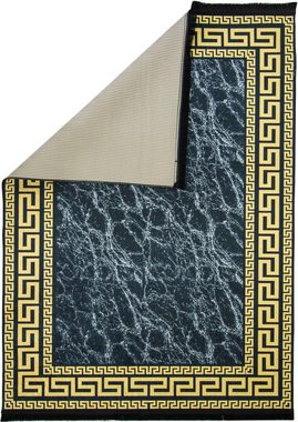 Teppich Sultan 0066, RESITAL The Voice of Carpet, rechteckig, Höhe: 7 mm, Kurzflor, bedruckt, modernes Marmor Design, mit Bordüre & Fransen
