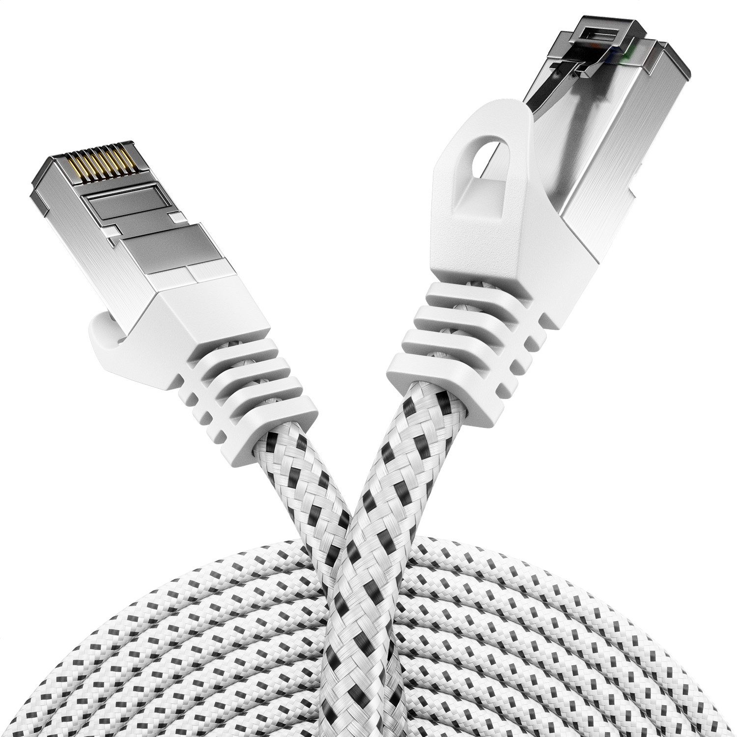 deleyCON deleyCON 7,5m RJ45 Nylon Netzwerkkabel mit CAT7 Rohkabel S-FTP PiMF LAN-Kabel