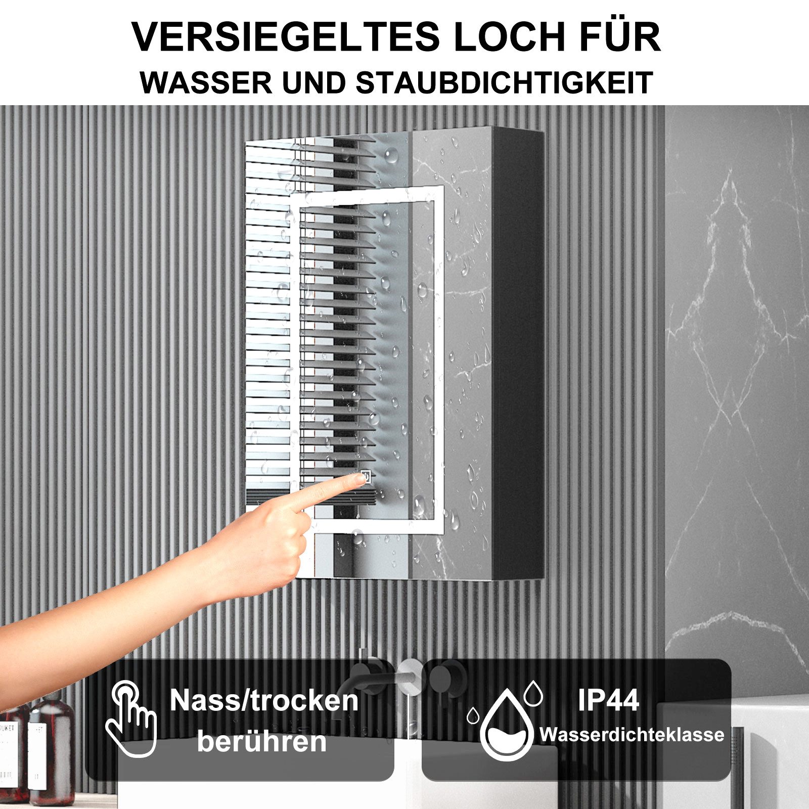 radelldar Spiegelschrank LED Badspiegelschrank mit Stauraum, Hängender Medizinschrank (1-St) mit 3 Lichtfarben & Speicherfunktion, 60 x 76 cm – Bild 5 von 5