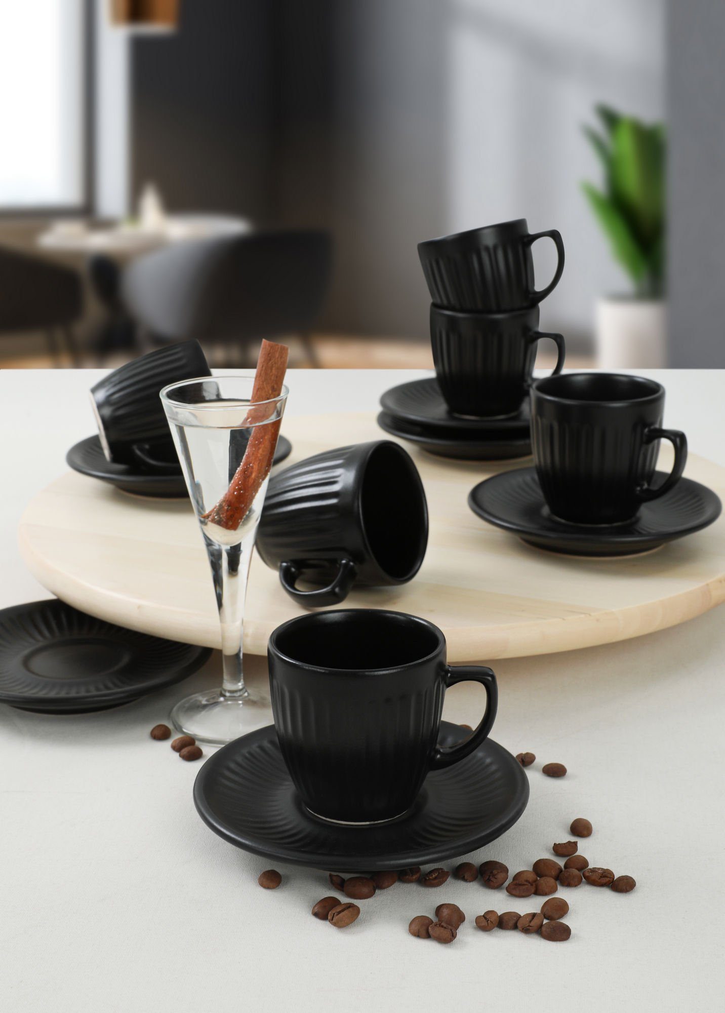 schwarz, Concept 100% Tasse Kaffeetassen, Keramiksteinzeug Hermia