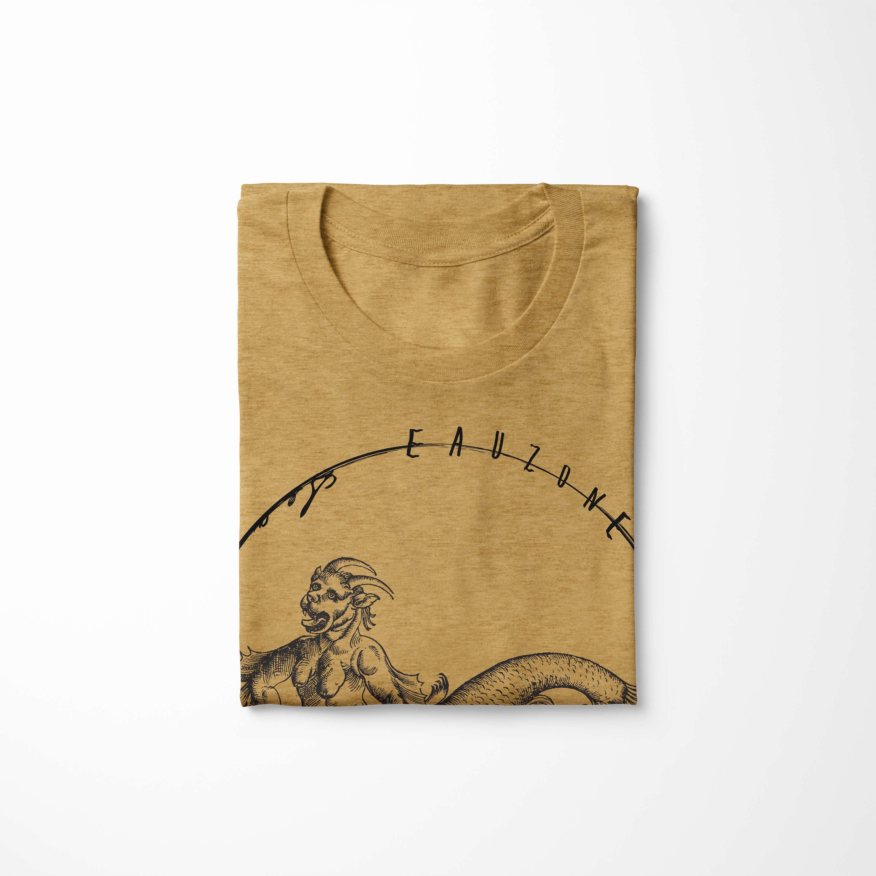 Sinus Schnitt 078 Antique und - Sea feine Creatures, Struktur Gold T-Shirt sportlicher T-Shirt Art Serie: Tiefsee Fische / Sea
