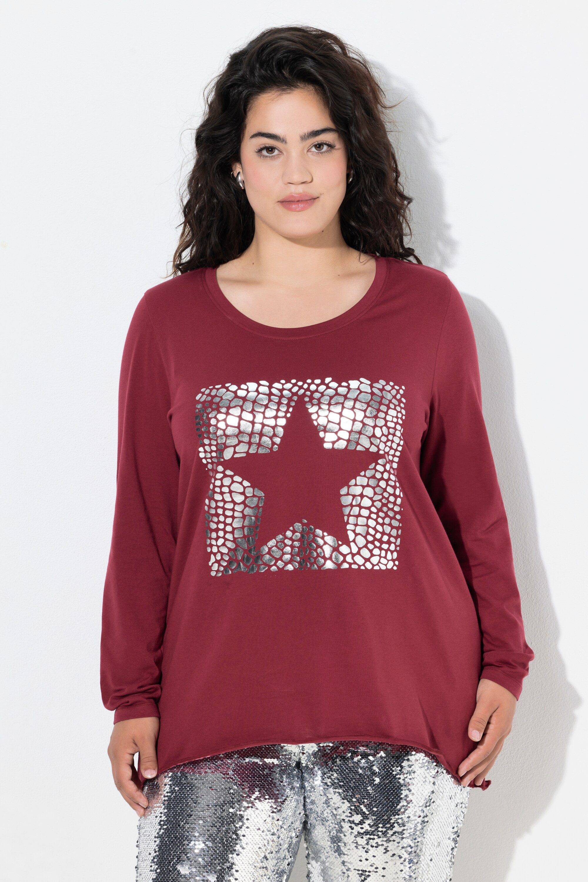 Angel of Style T-Shirt T-Shirt A-Linie Metallic-Stern Langarm günstig online kaufen