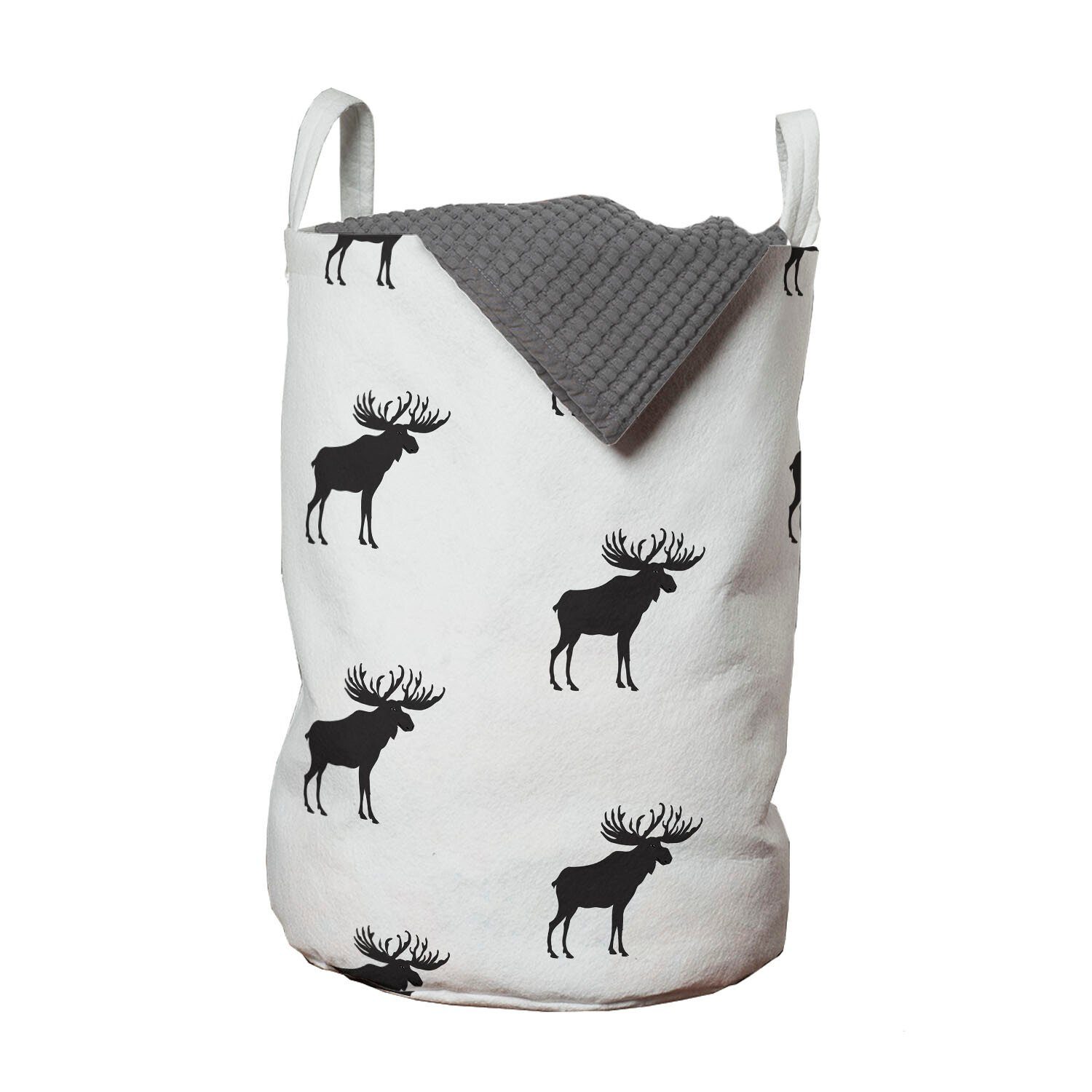 Abakuhaus Wäschesäckchen Wäschekorb mit Griffen Kordelzugverschluss für Waschsalons, Tiere Elks Deers Entlang Antlers