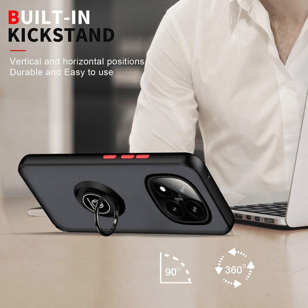 SmartUP Smartphone-Hülle für Xiaomi Redmi Note 14 Pro 5G Schutz Ringhalter Slim Case Tasche 6,67 Zoll, integrierter Ringhalter, Standfunktion – Bild 4 von 5