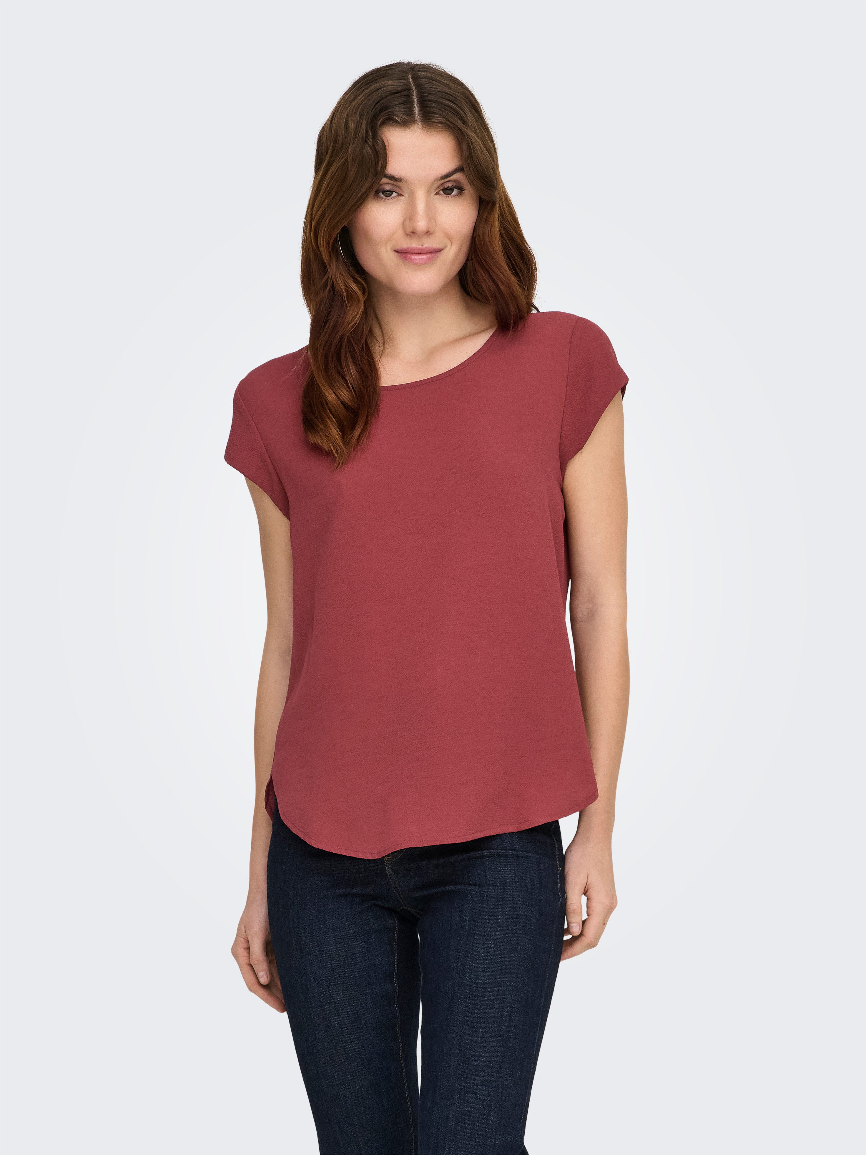 ONLY Kurzarmbluse ONLVIC – feminines Blusenshirt in lockerer Form Materialmix, regular fit