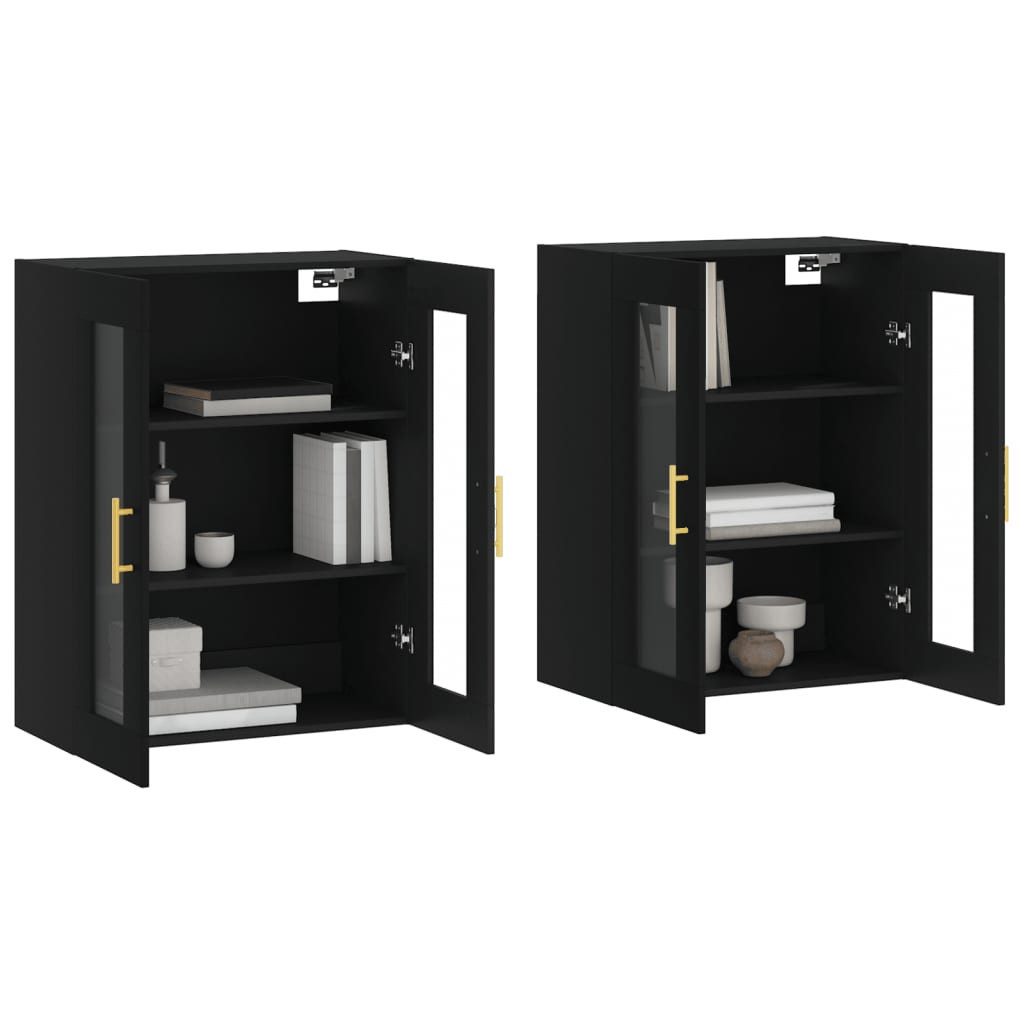 vidaXL Sideboard Wandschränke 2 Stk. Schwarz günstig online kaufen