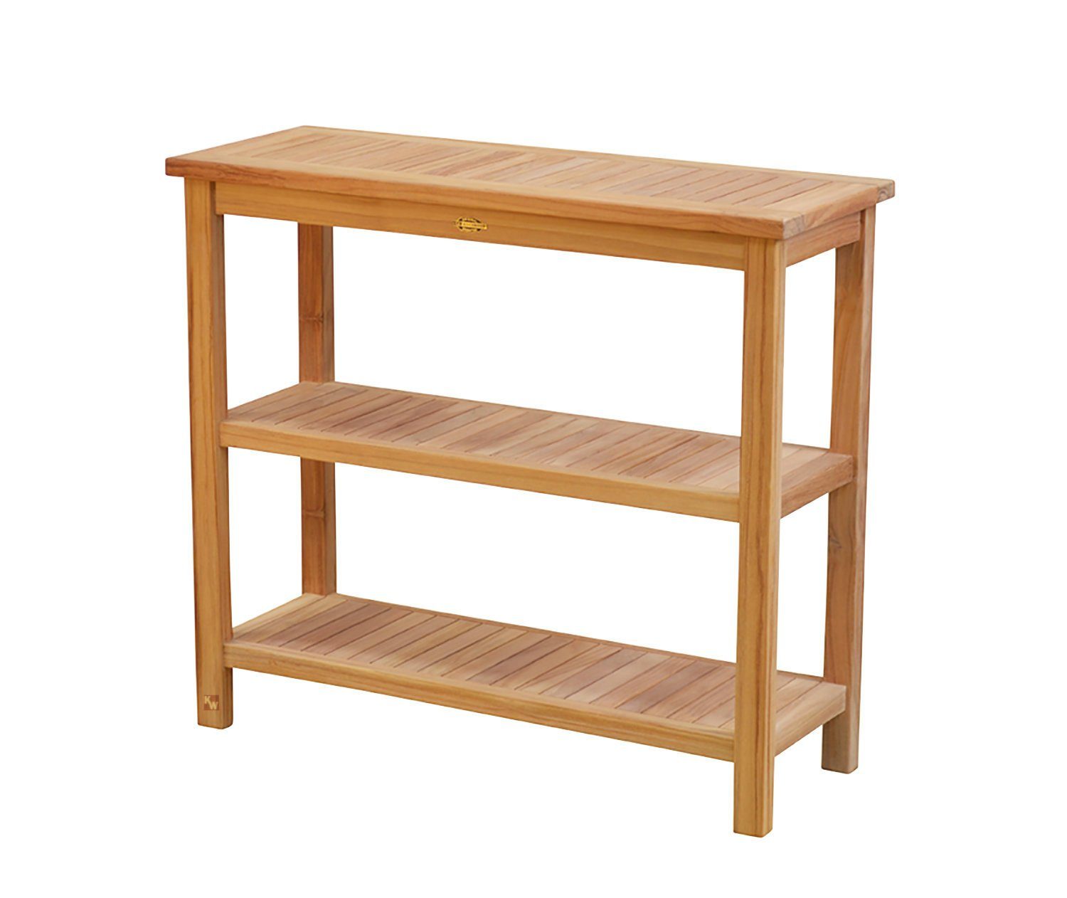 Kai Wiechmann Standregal Edles Teak Gartenregal 100 x 38 cm als wetterfestes Ablageregal, unbehandeltes Teak Outdoor-Regal mit drei Ebenen