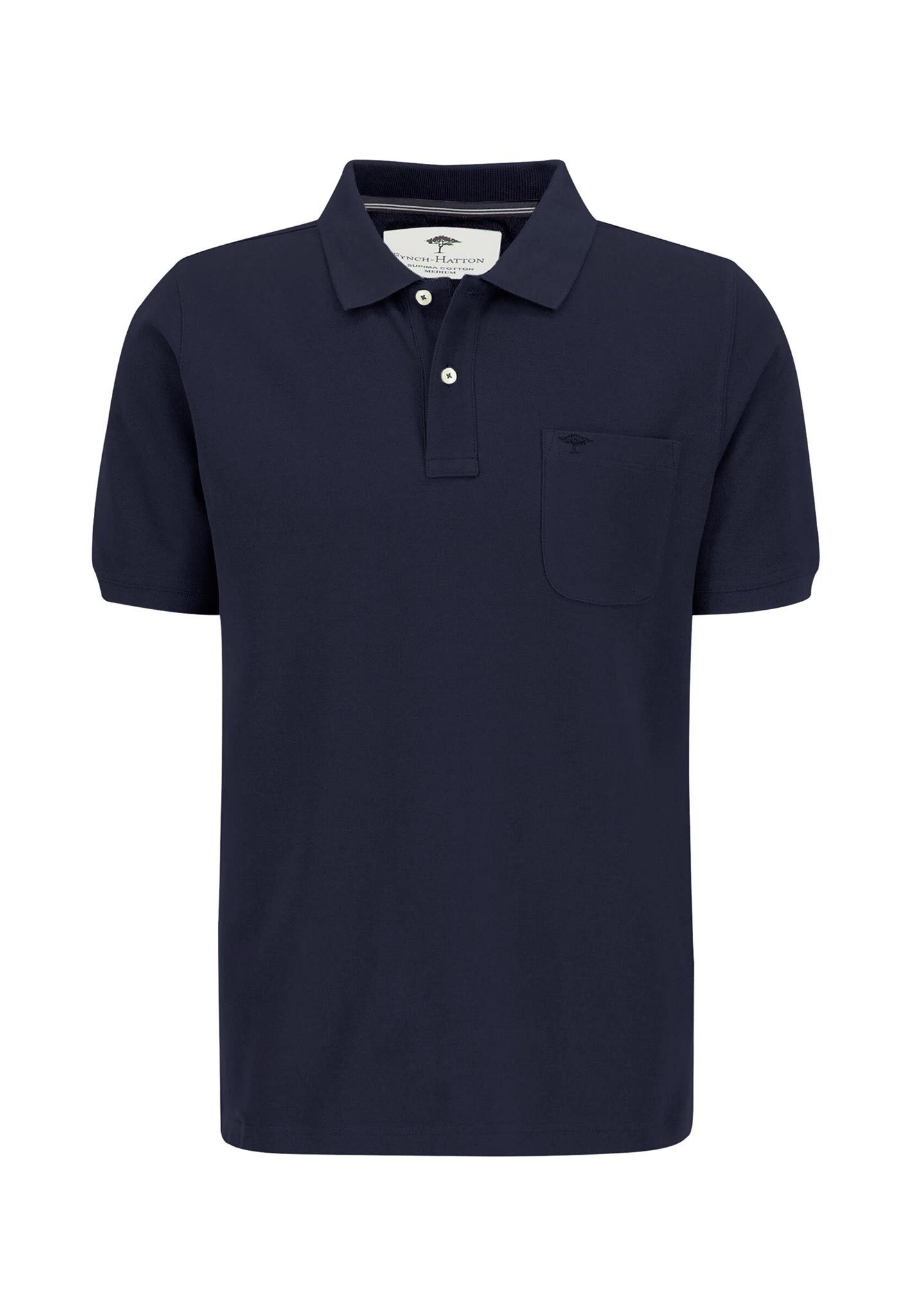 FYNCH-HATTON Poloshirt Poloshirt Piquê aus Baumwolle mit Brusttasche dunkelblau