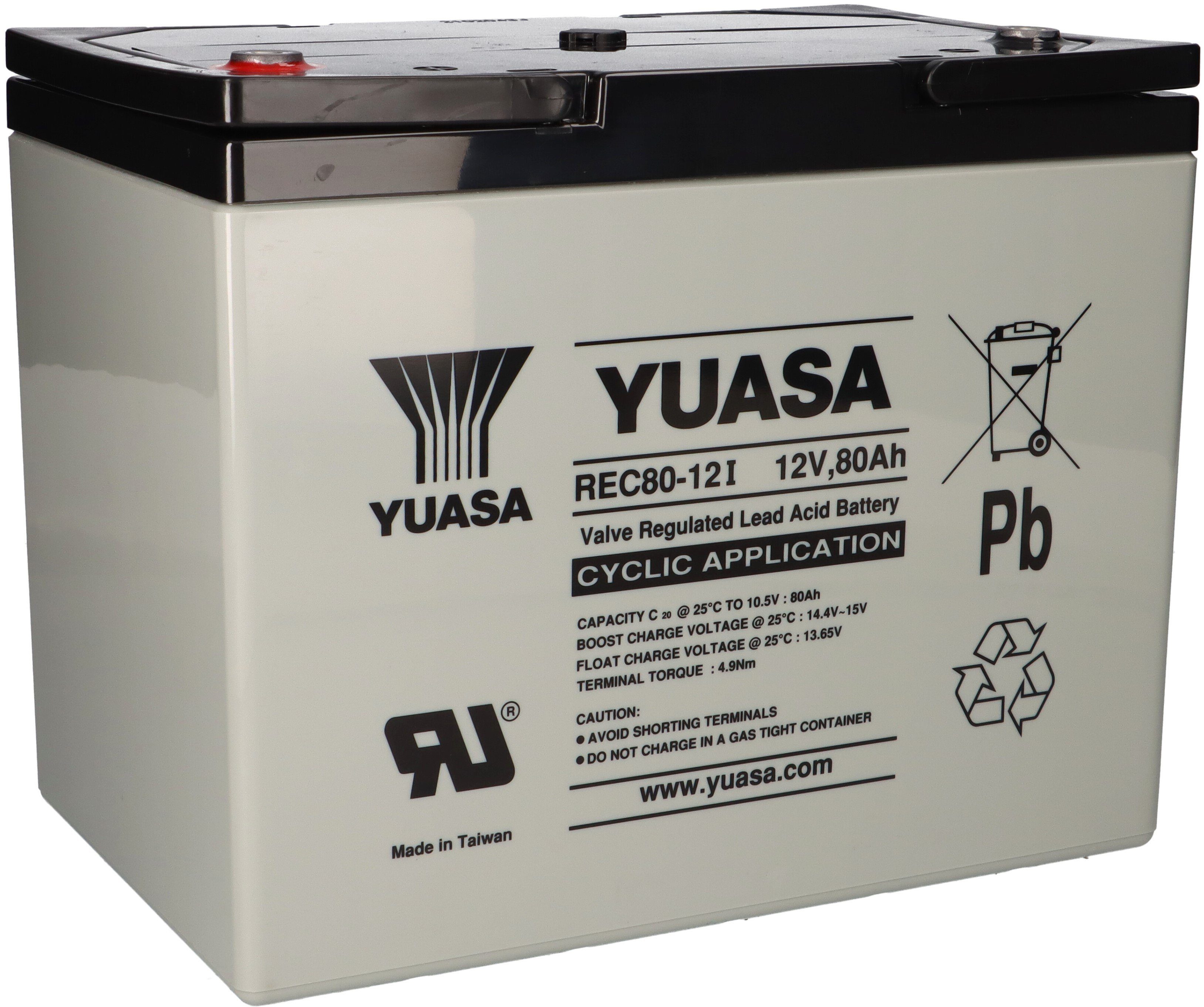 Yuasa Yuasa Blei-Akku REC80-12I Pb 12V / 80Ah Zyklenfest, M6 Innengewinde Bleiakkus