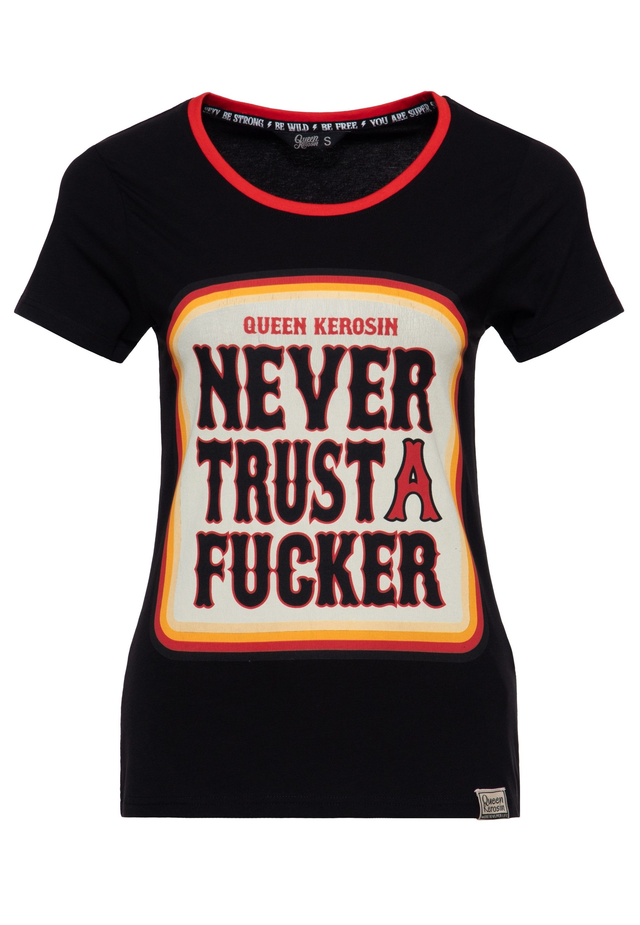 QueenKerosin Print-Shirt Never Trust A Fucker (1-tlg) mit Statement Print
