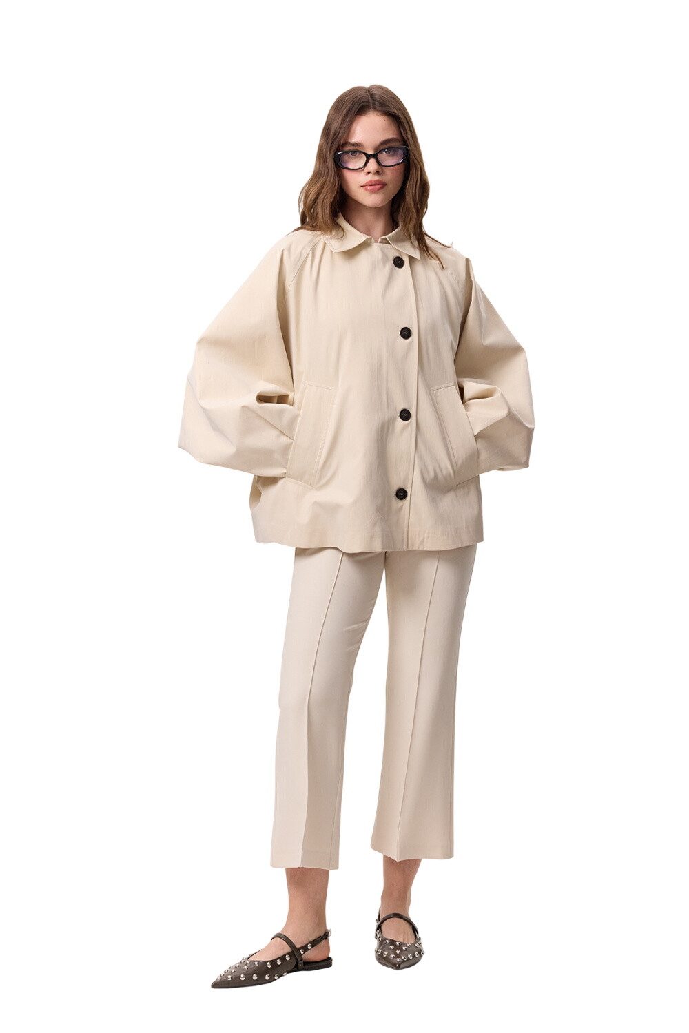 MANUKA Trenchcoat Cape, kurzärmeliger Trenchcoat, Marineblau