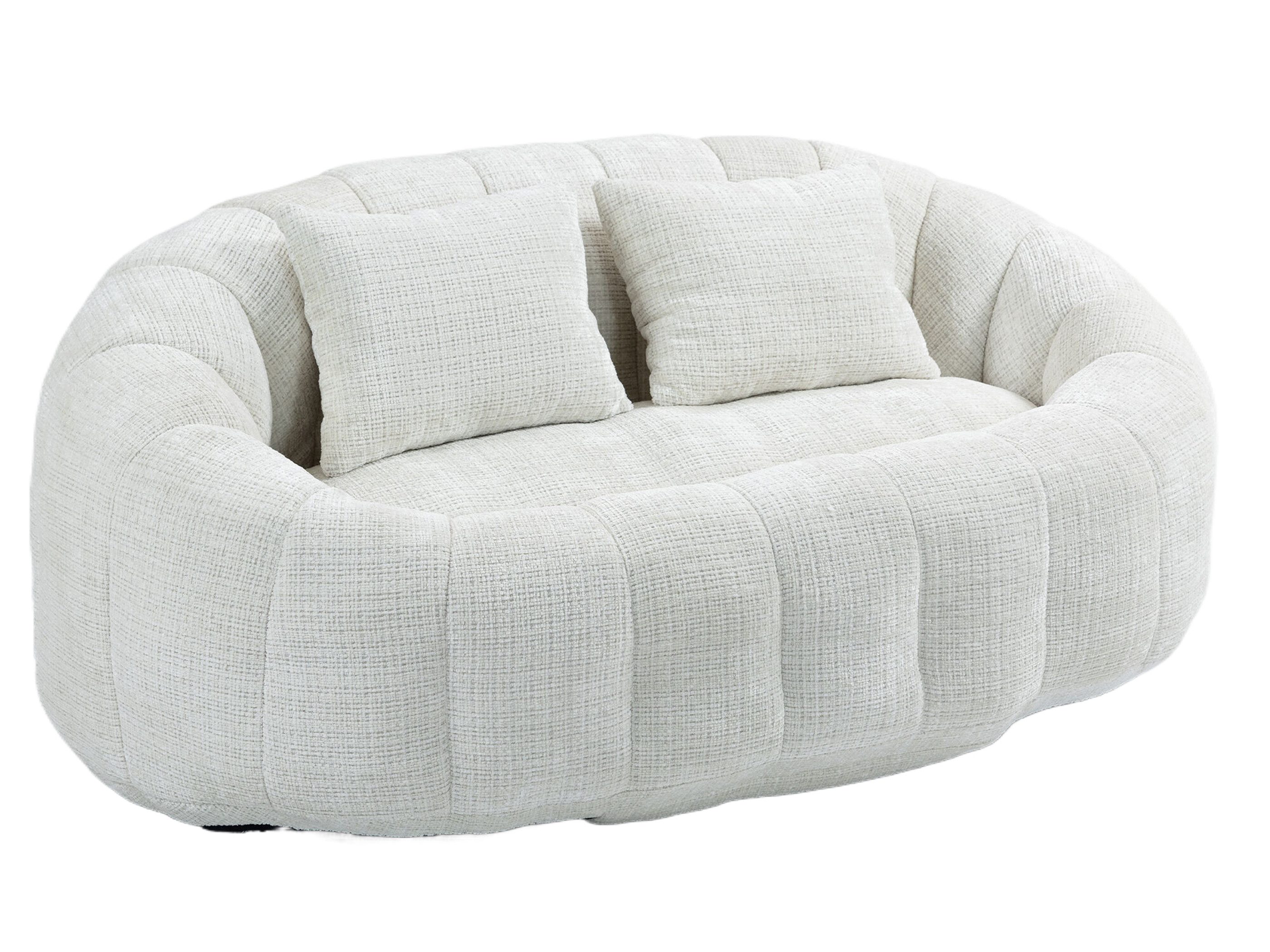 SeedWave Sofa mit 34 cm Rückenlehne, Chenille-Stoff, Memory Foam Füllung, 250 kg, 2 Kissen für Extra-Komfort, Doppelsitzer-Design, Lazy Sofa