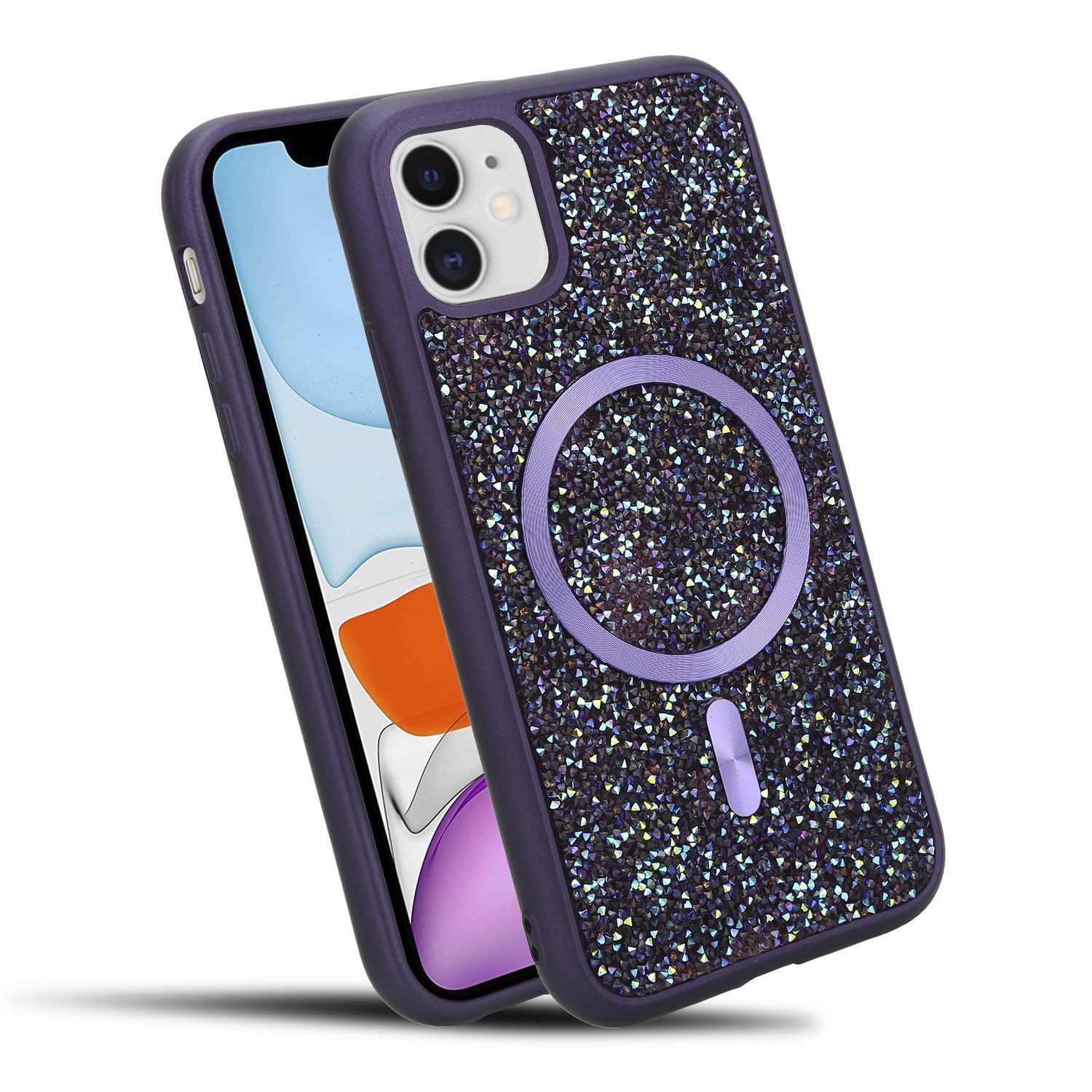 Cadorabo Handyhülle Apple iPhone 11, Hülle Schutzhülle Case Cover kompatibel mit Magsafe Diamant Glitzer