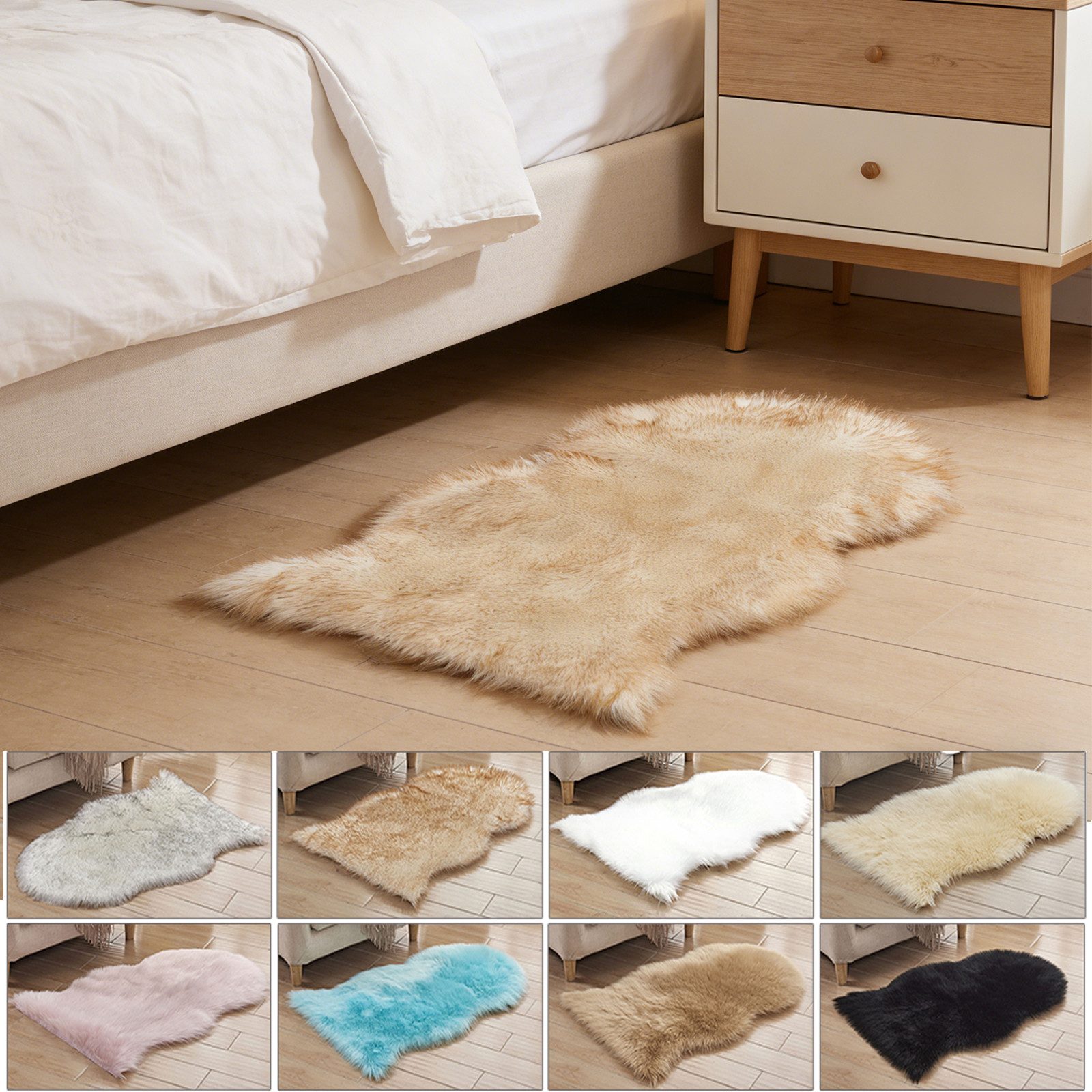 BTTO TEPP Hochflor-Teppich Fellteppich, Kunstfell, Weich, Hochflor Shaggy Teppiche, Florlänge 60mm, 60 X 90 cm-1 P