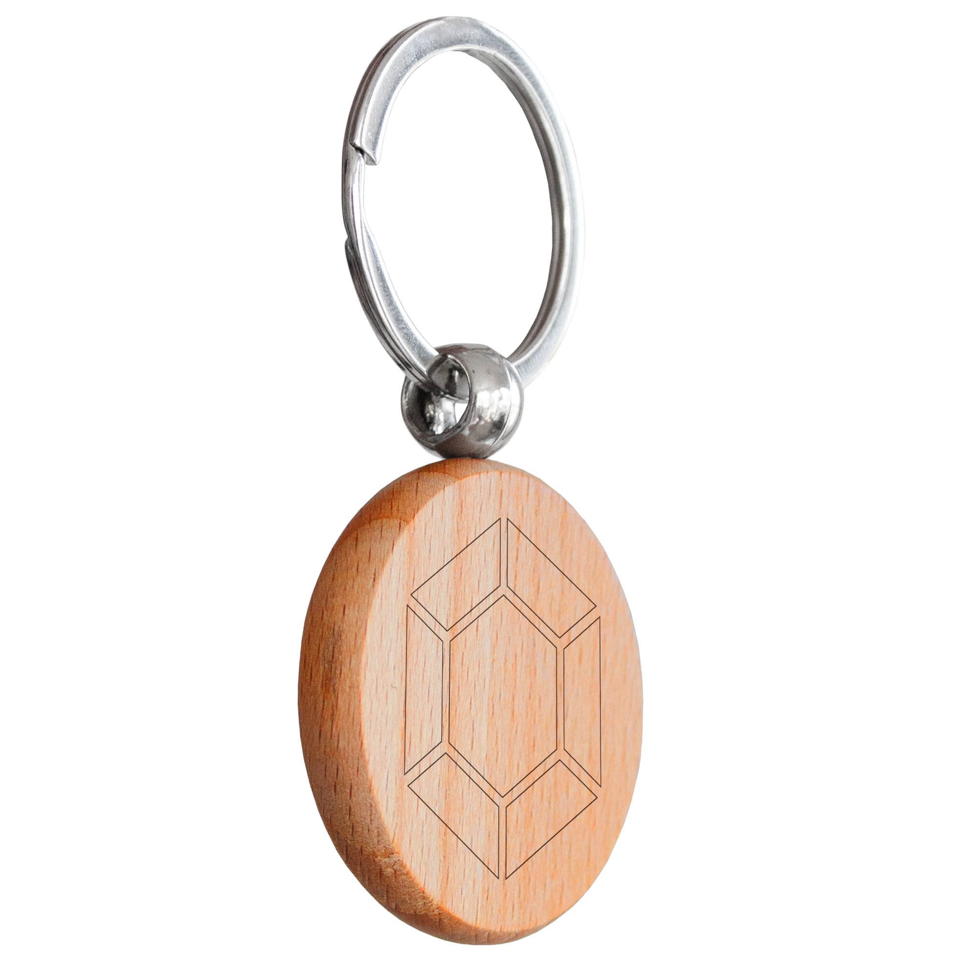 banjado Schlüsselanhänger mit Gravur aus unbehandeltem Holz - Motiv "Diament" mit Schlüsselring (1-tlg)