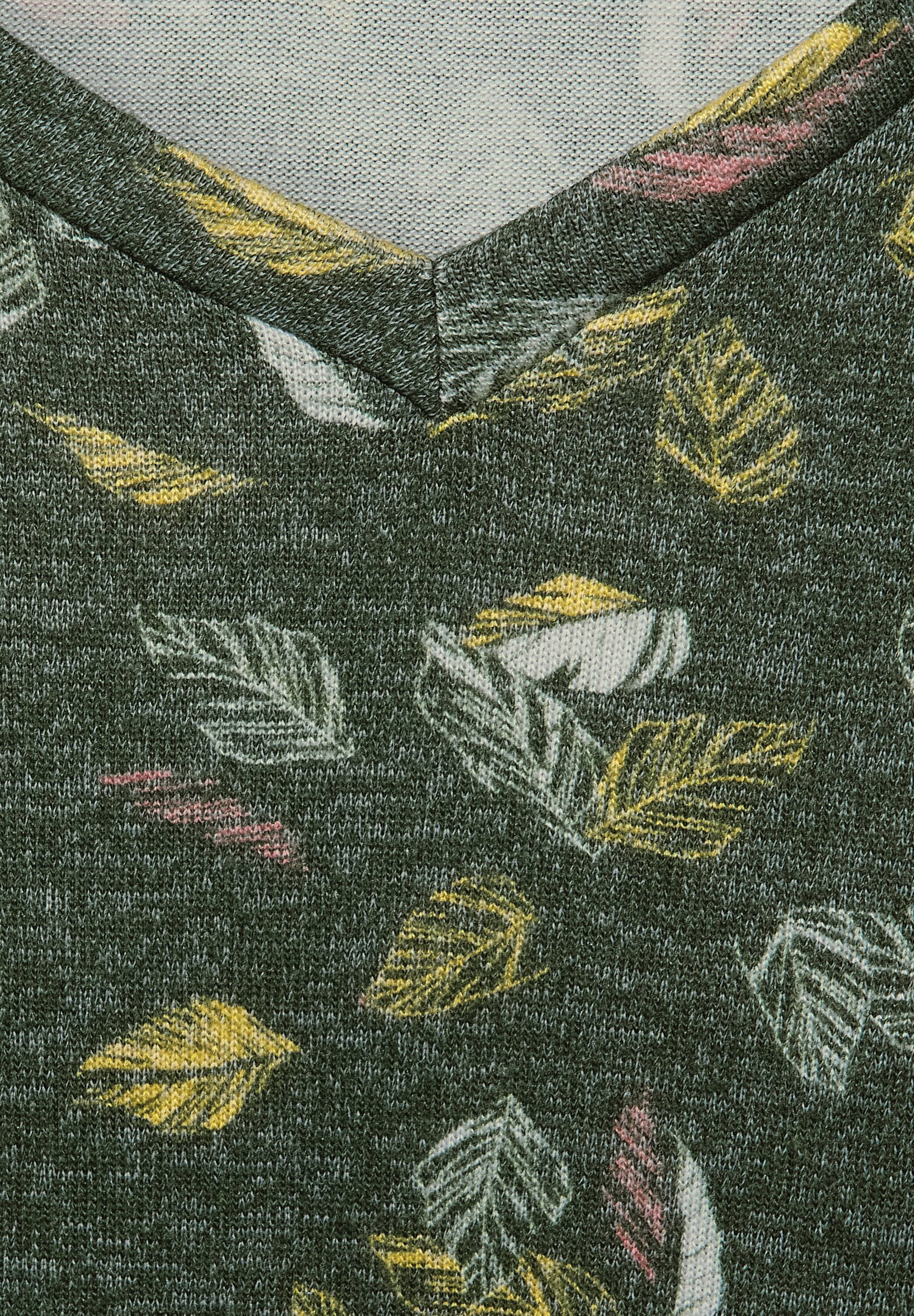 Cecil Langarmshirt aus pine Materialmix softem green melange