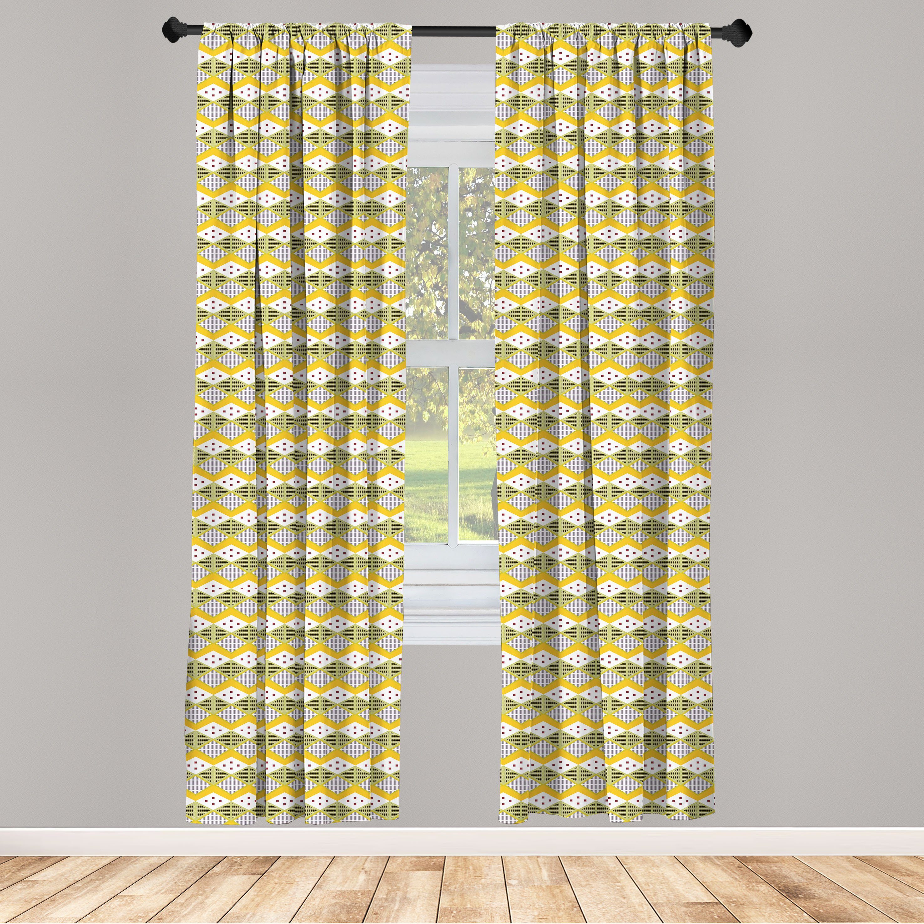 Gardine Vorhang für Wohnzimmer Schlafzimmer Dekor, Abakuhaus, Microfaser, Stammes Zier Tribal Konzept