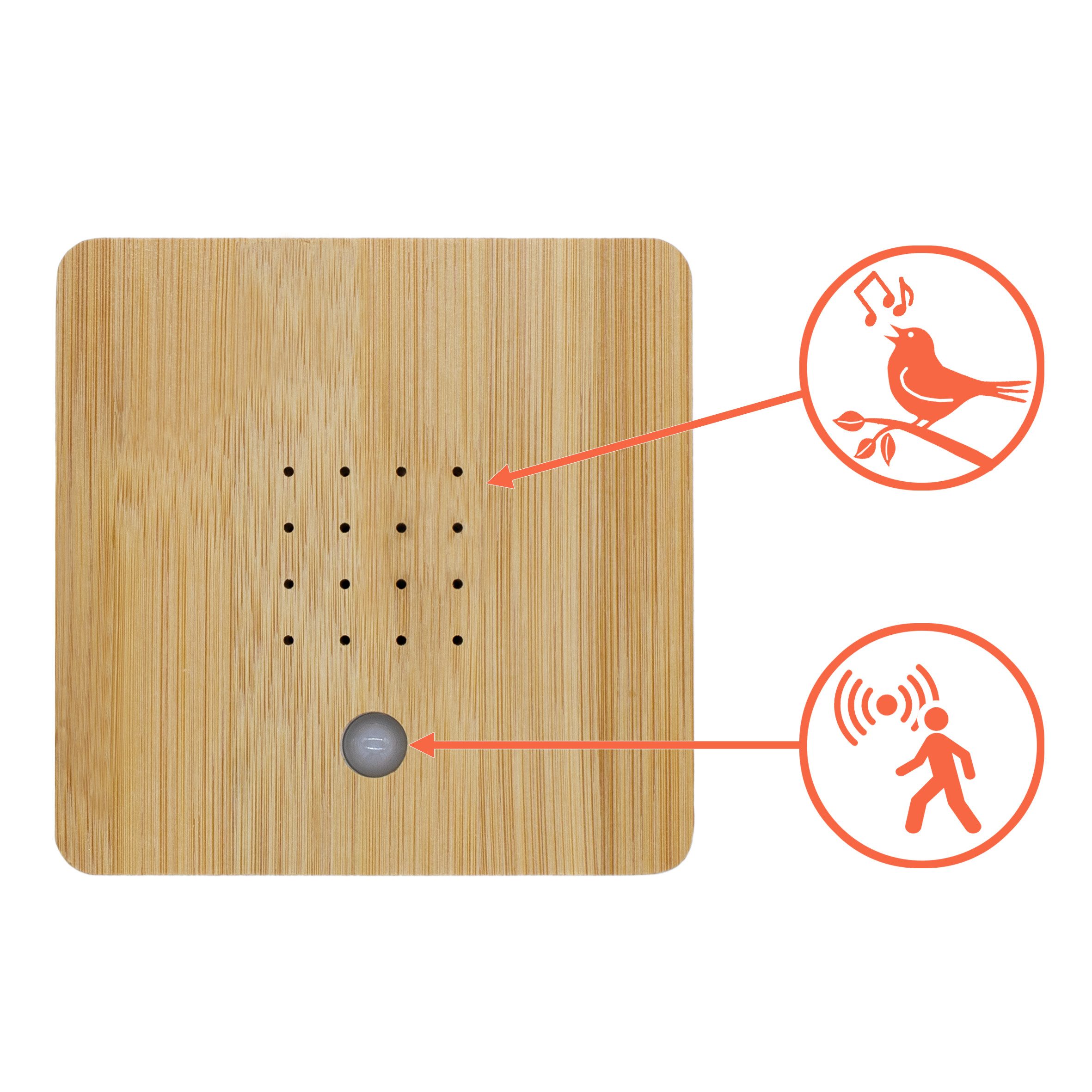Spetebo Dekoobjekt Soundbox mit Vogelgezwitscher - 12 cm (Packung, 1 St., 1tlg), Bewegungsmelder mit 2 Meter Sensibilität