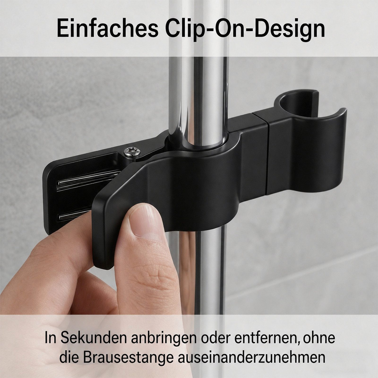 BlingBin Brausehalter Ohne Bohren, 35° Drehbar Duschkopf Halter für 22-25mm Stangen, Verchromte Halterung für Duschkopf, Badezimmer, Schwarz