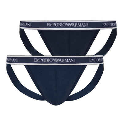 Emporio Armani String Jockstraps Stretch Cotton (2-St) mit doppelt verarbeitetem Frontbereich