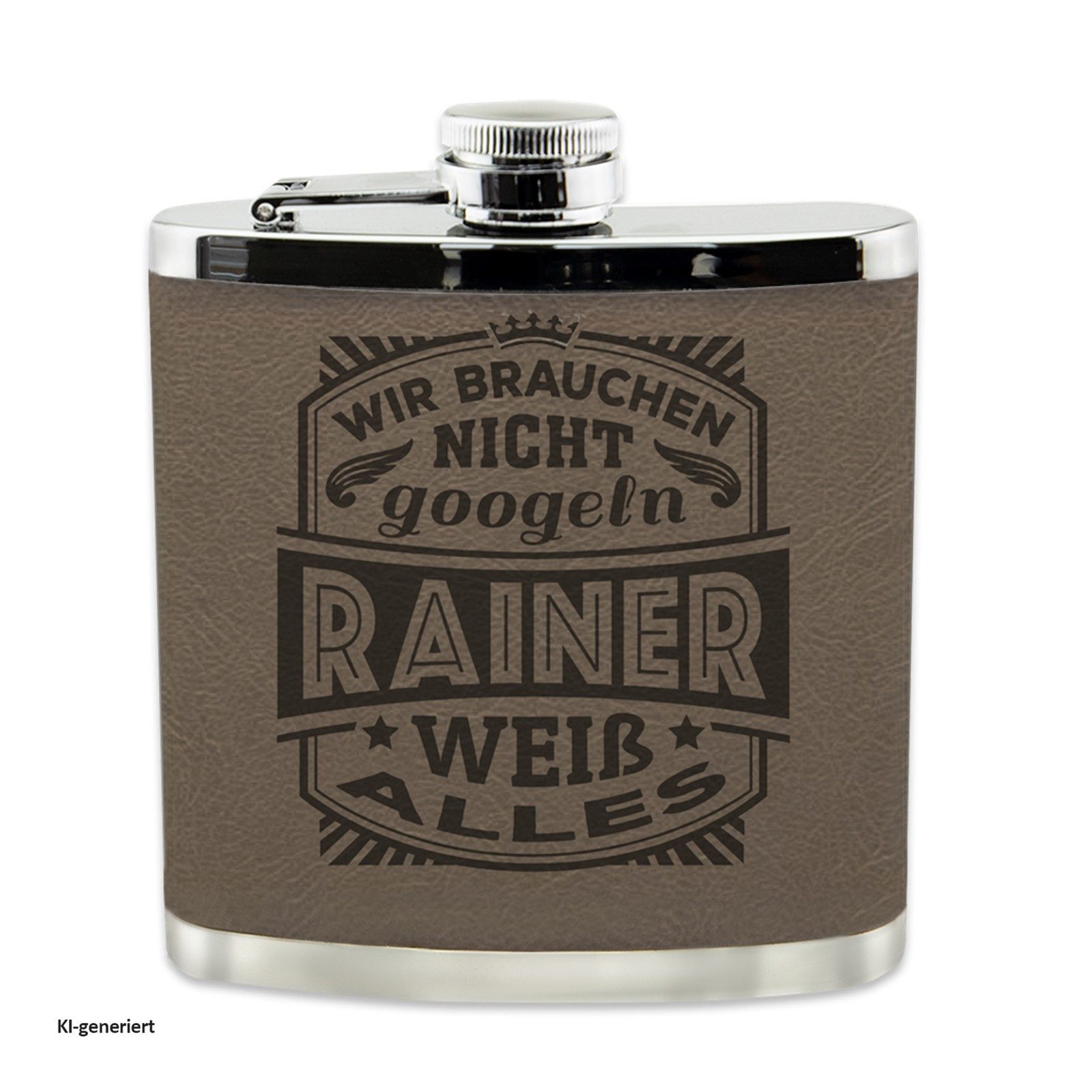 HTI-Living Flachmann Echter Kerl Flachmann Reiner, Männer Trinkflasche mit Kunstleder
