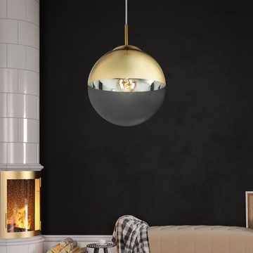 etc-shop Pendelleuchte, Leuchtmittel nicht inklusive, Pendelleuchte Glaskugel Esstischlampe Hängelampe Wohnzimmer, gold, 1x