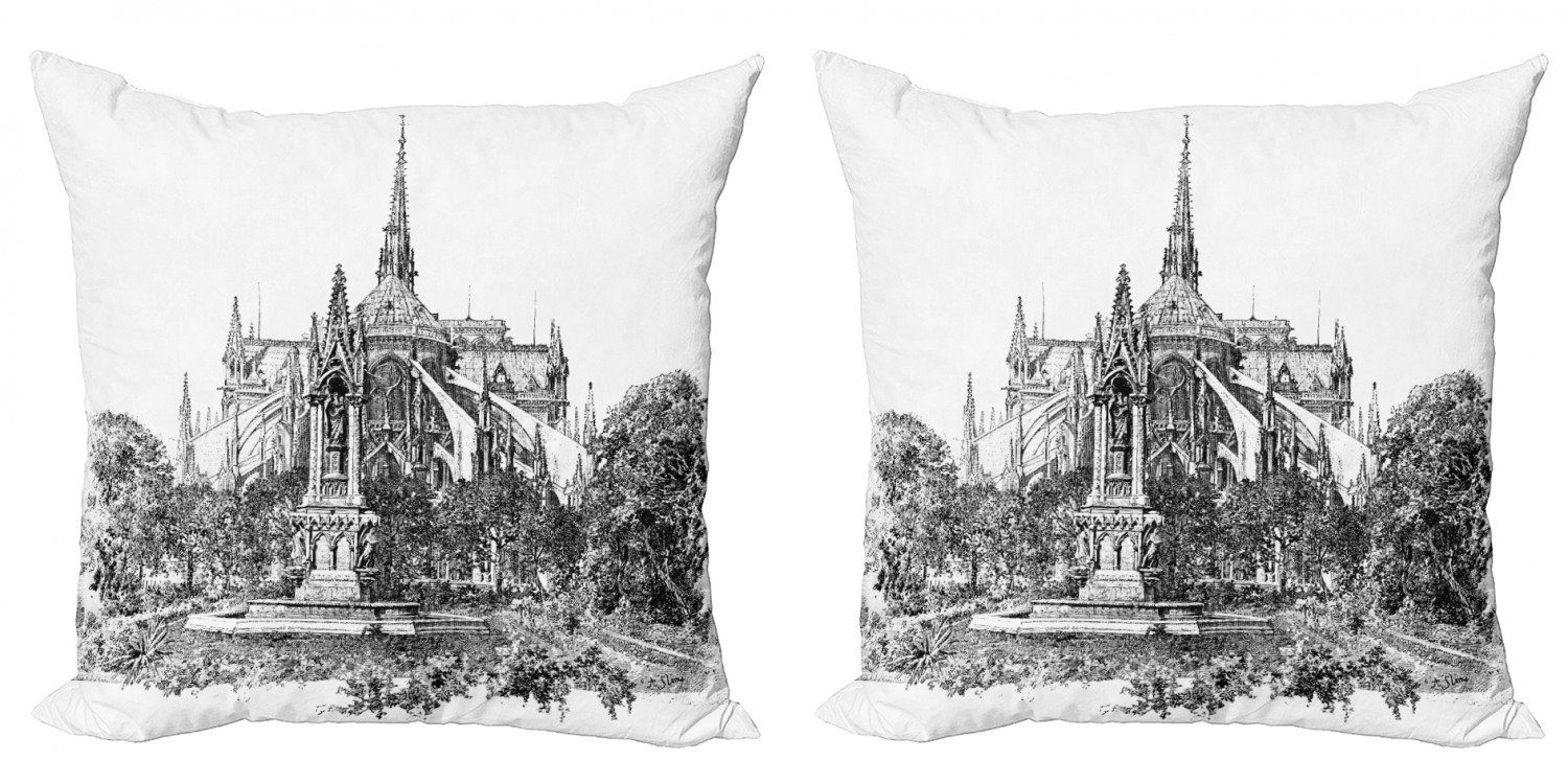 Kissenbezüge Modern Accent Doppelseitiger Digitaldruck, Abakuhaus (2 Stück), Notre Dame Historische Französisch Landmark | Kissenbezüge