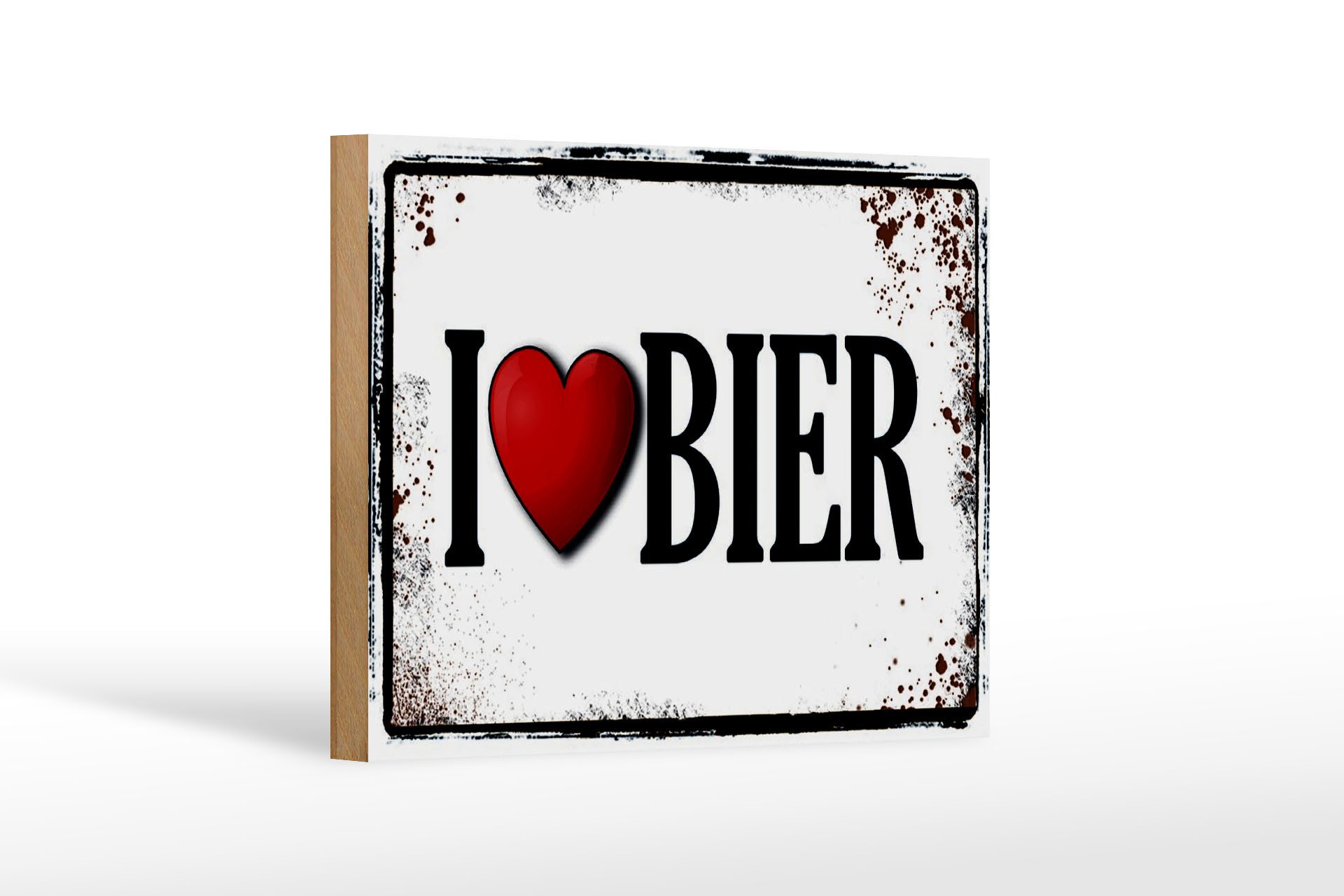 Holzbild 18x12 cm i love Bier Wanddeko