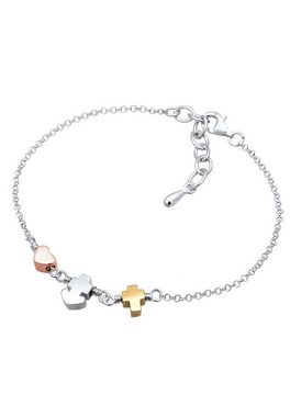 Elli Armband Herz Anker Kreuz Tri-Color Symbol Trio 925 Silber, Anker