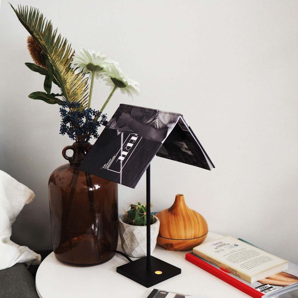 s.luce Touchdimmer mit Weiß-Matt LED Warmweiß Tischleuchte Weiß Buchständer Matt, Tischleuchte Sensor Book &