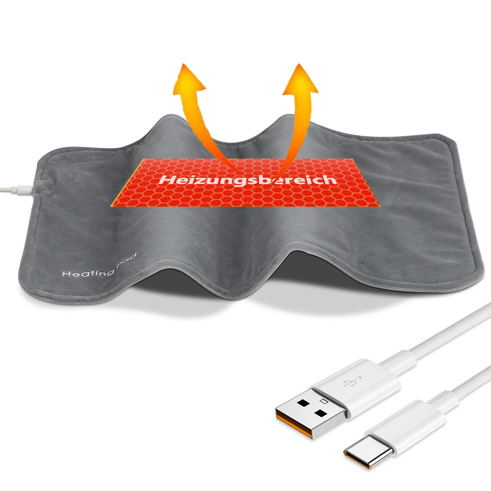 Jibenhome Грілки USB 60x30 cm Kristallsamt Elektrisch Грелки, 3 Temperaturstufen, für Mikrowelle,Körnerkissen Nacken,Schulter,Rücken