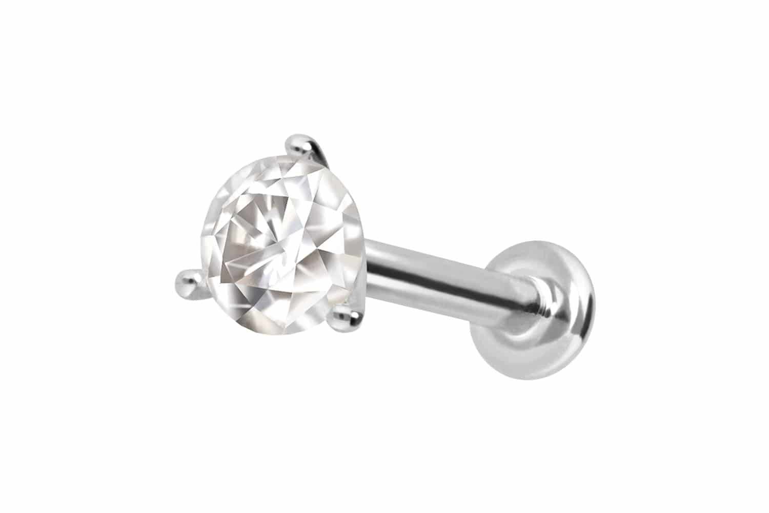 PIERCINGLINE Piercing-Set 14 Karat Gold Labret mit Innengewinde MOISSANIT ( günstig online kaufen