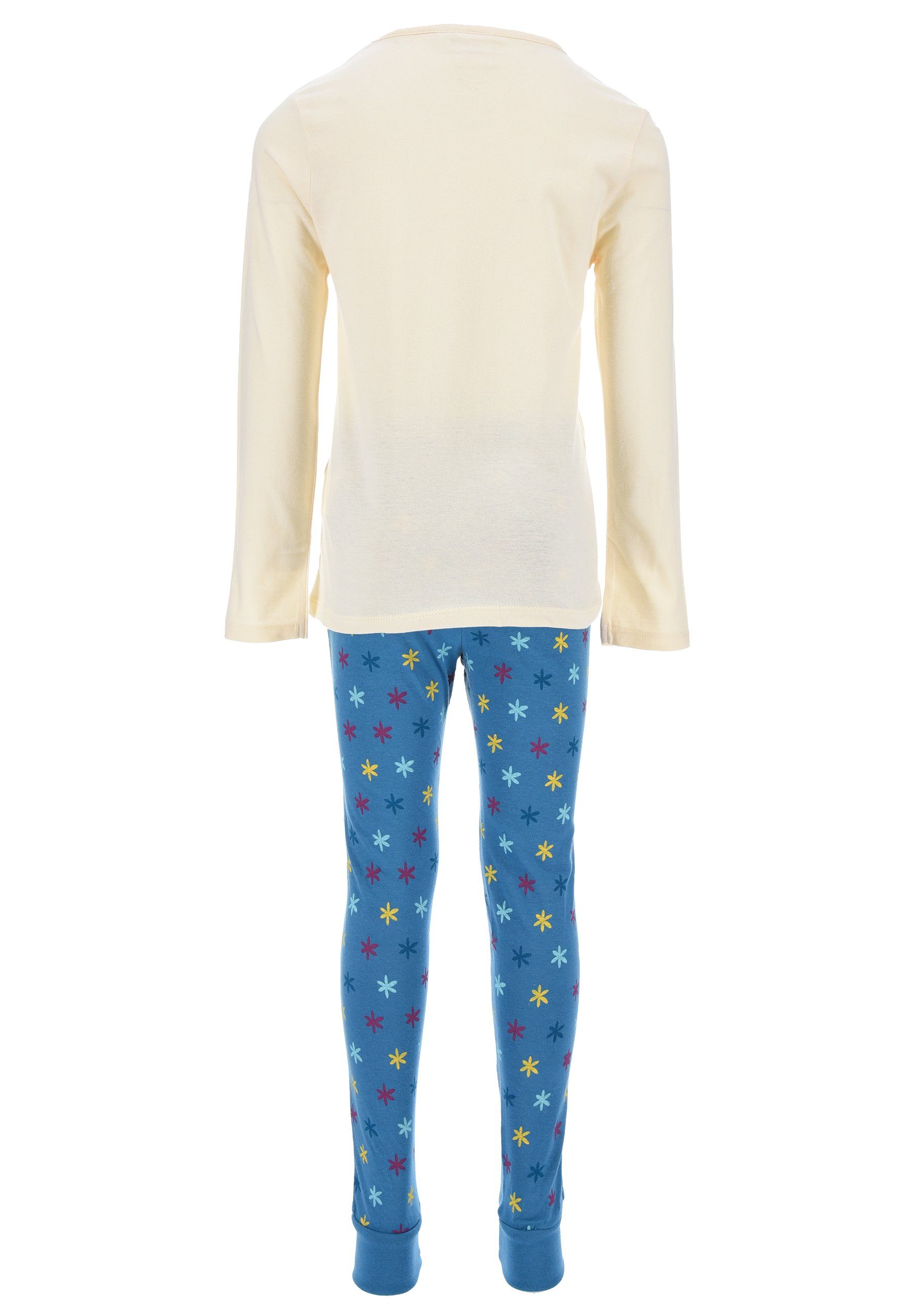 Schlafanzug Eiskönigin Mädchen Disney Frozen Schlafanzug Beige Die Schlaf-Hose Pyjama Elsa Langarm-Shirt (2 + Kinder tlg)