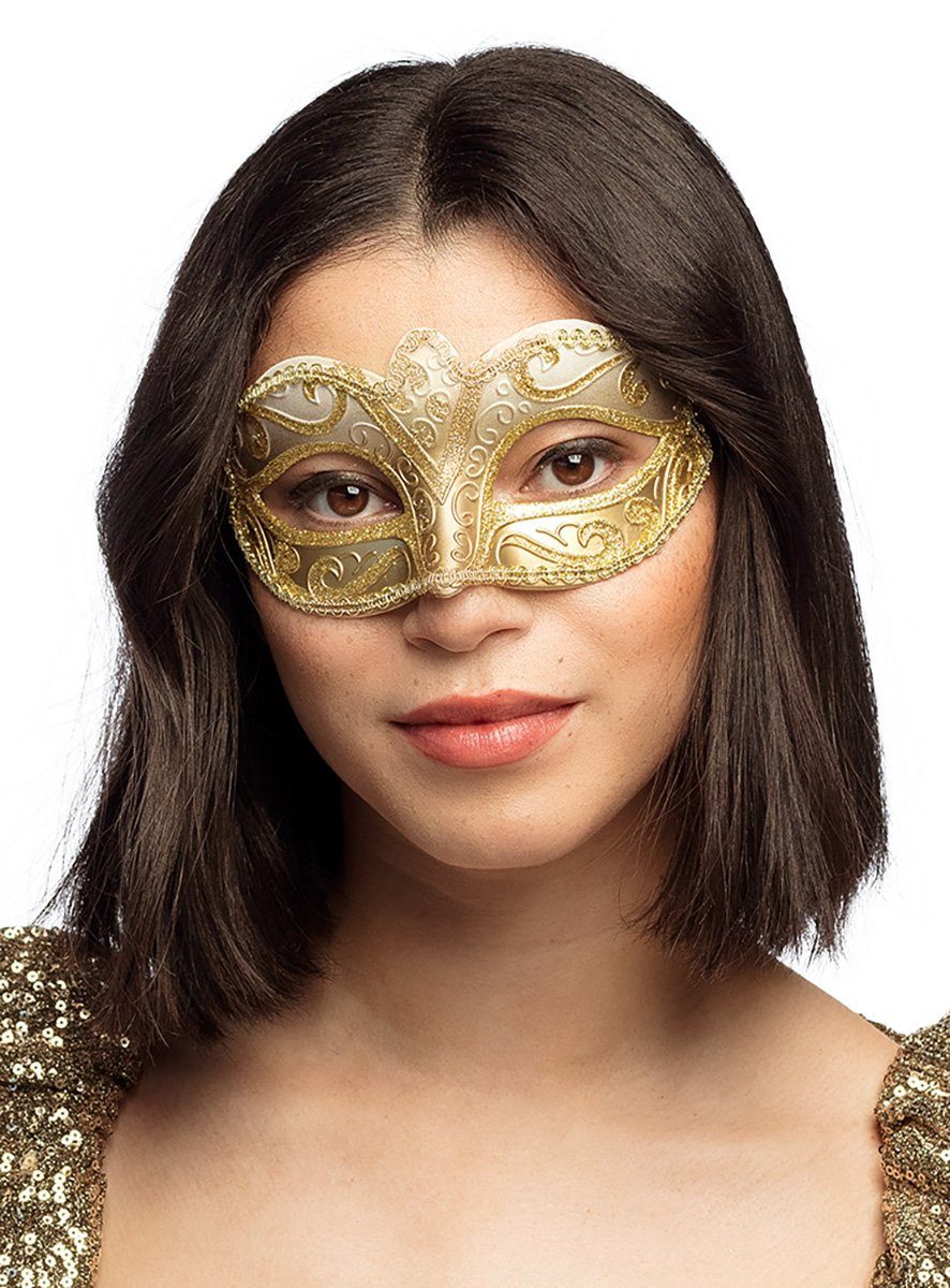 Boland Verkleidungsmaske Venezianische Kunststoffmaske gold, Eine Colombina-Maske für den venezianischen Karneval