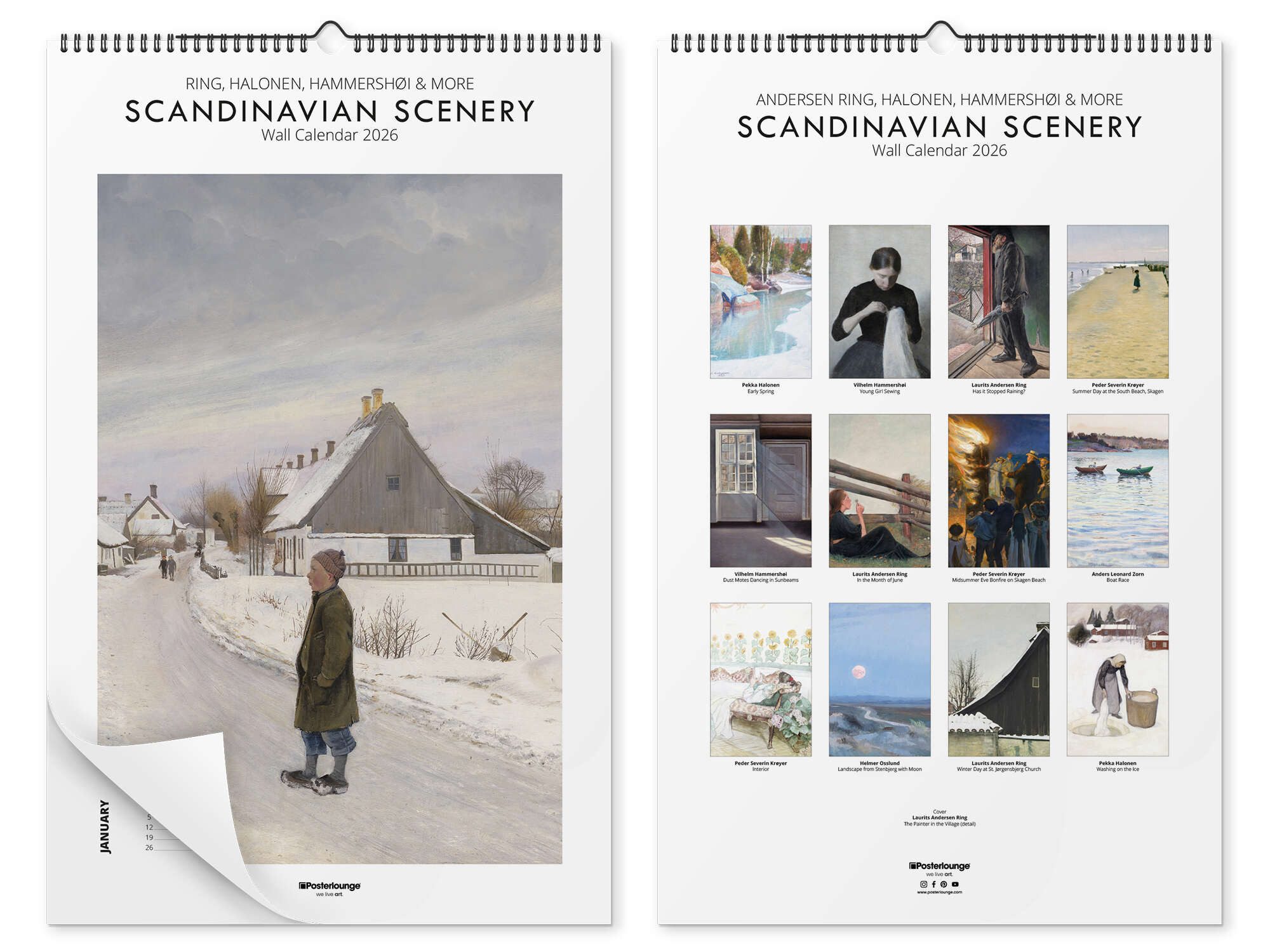 Posterlounge Poster Master Collection, Scandi Art Kalender - Scandinavian Scenery 2026, Wohnzimmer Skandinavisch Malerei