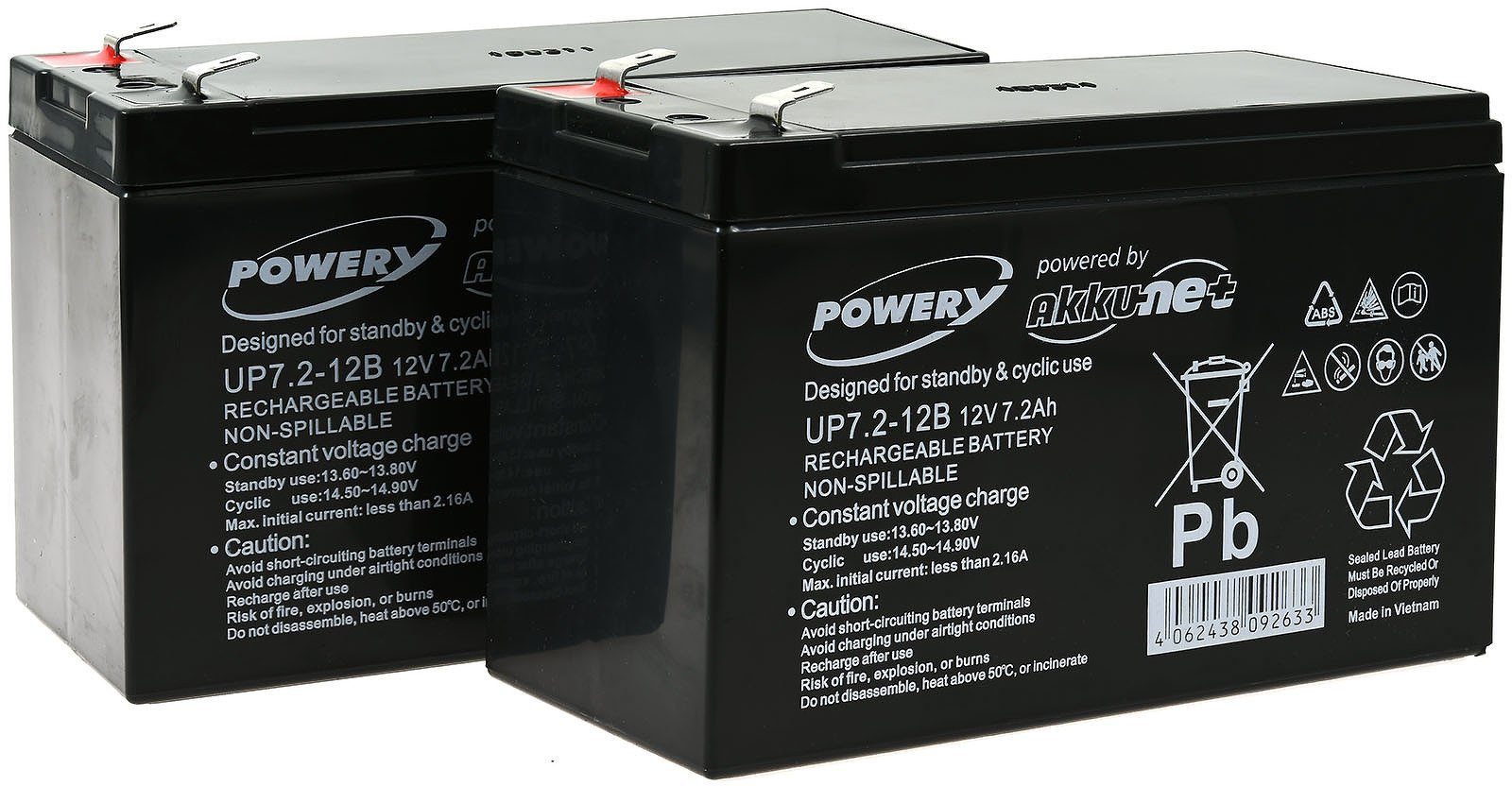 Powery Powery Blei-Gel-Akku für USV APC RBC124 Bleiakkus 7200 mAh (12 V)