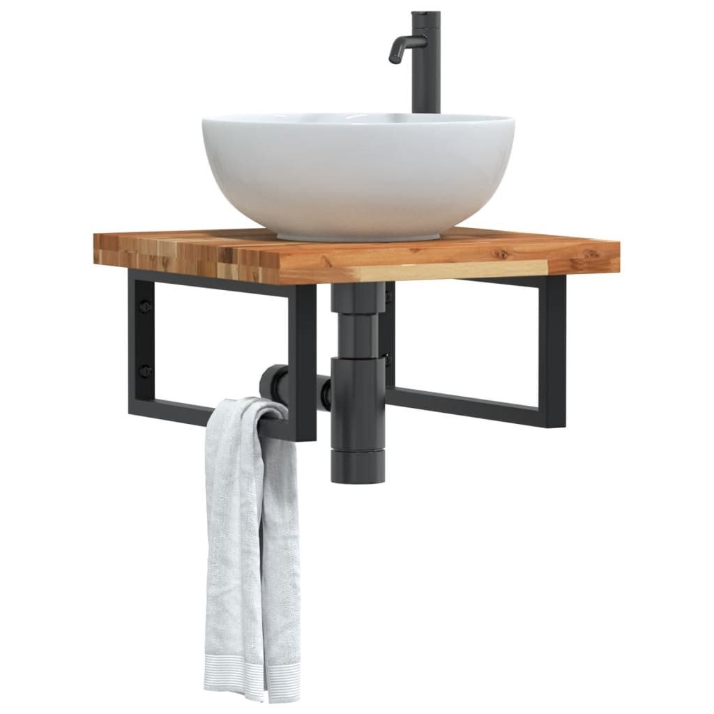 vidaXL Badezimmerspiegelschrank Waschbeckenregal Wandmontage Stahl und nholz (1-St)
