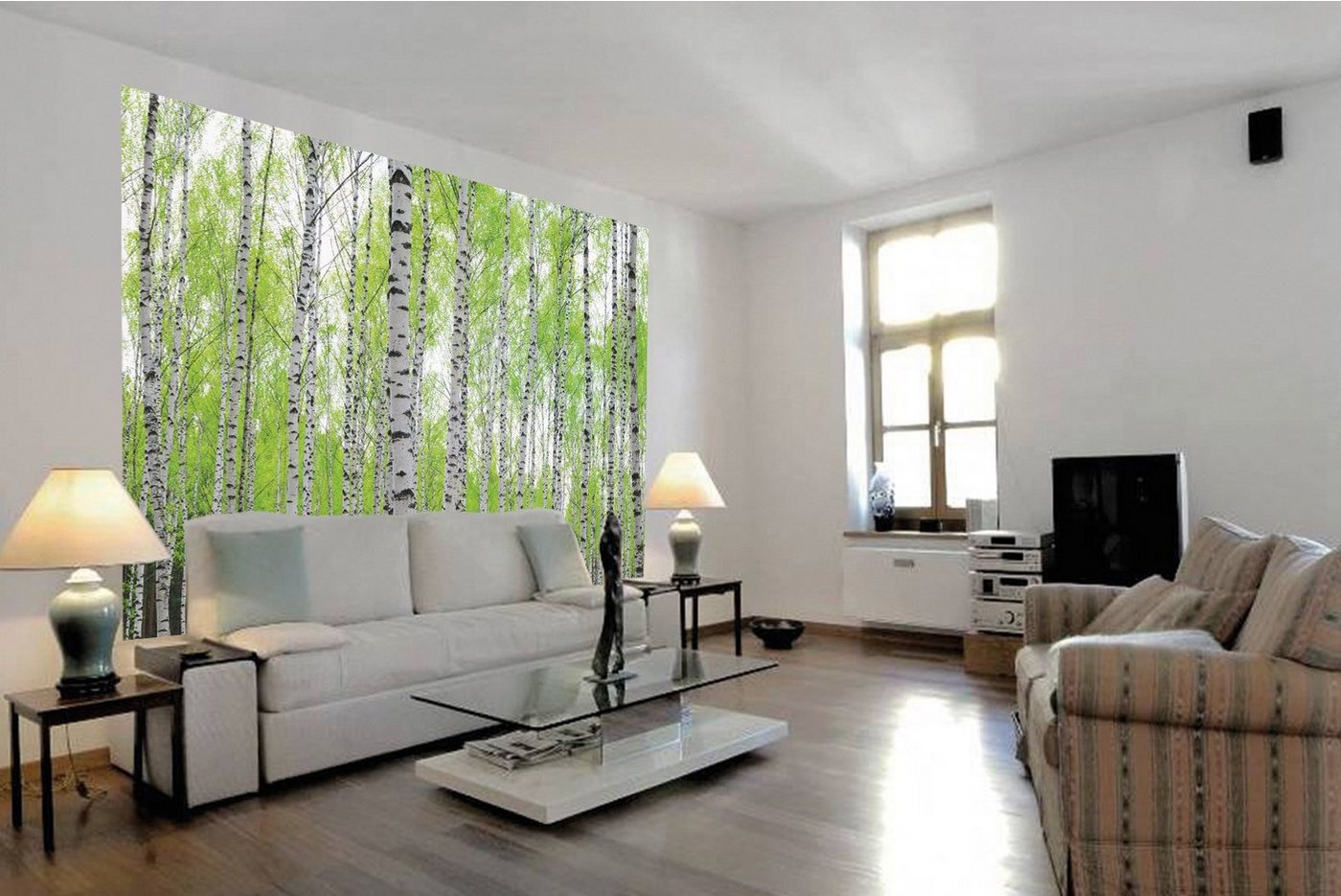 Papermoon Fototapete »Birch Forest«, matt, (5 St), Vlies, 5 Bahnen, 250 x 180 cm-HomeTrends