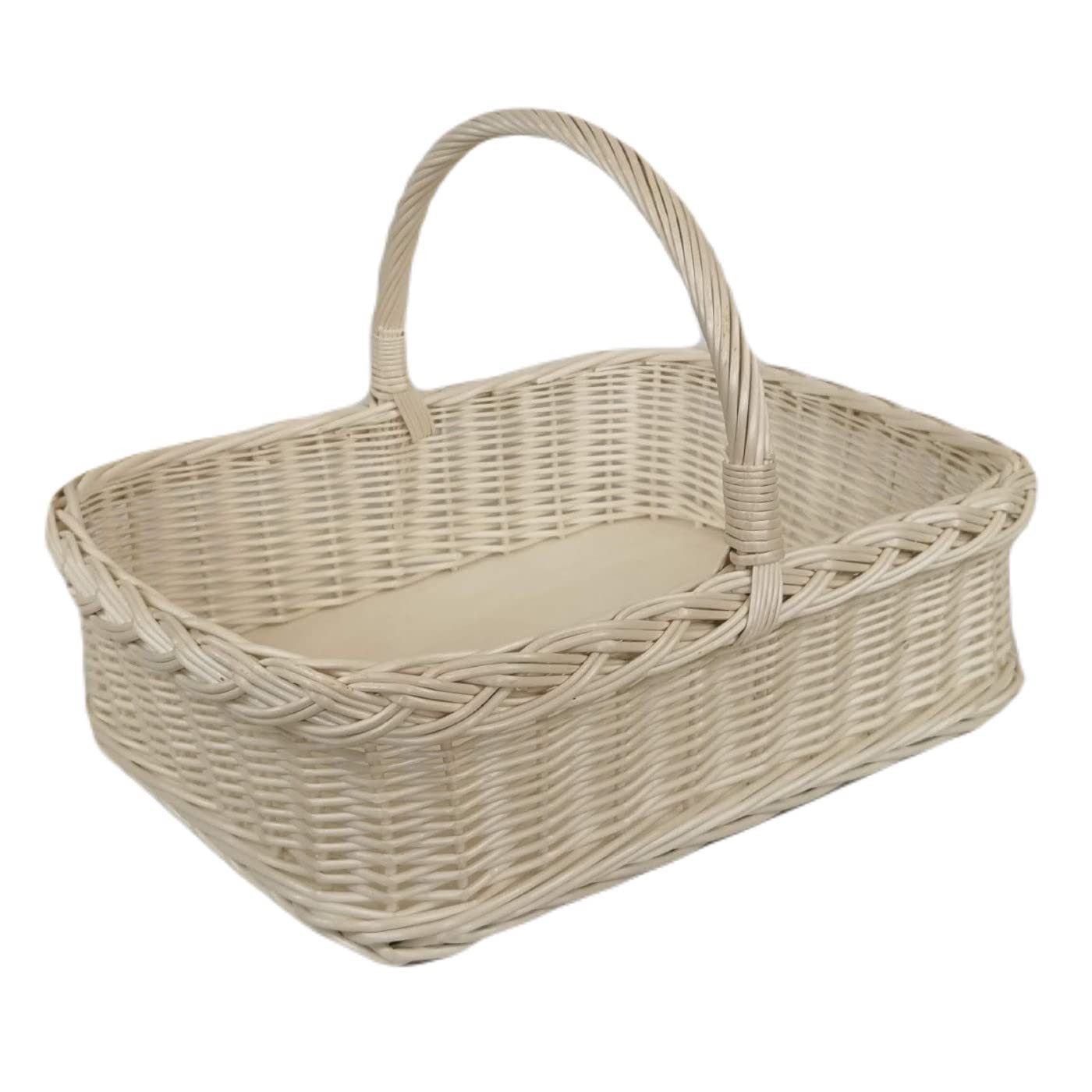 natuleo by pokuc Tablett Weidentablett mit Henkel Weiß Rechteckig ca. 52x40x35 cm, Weide