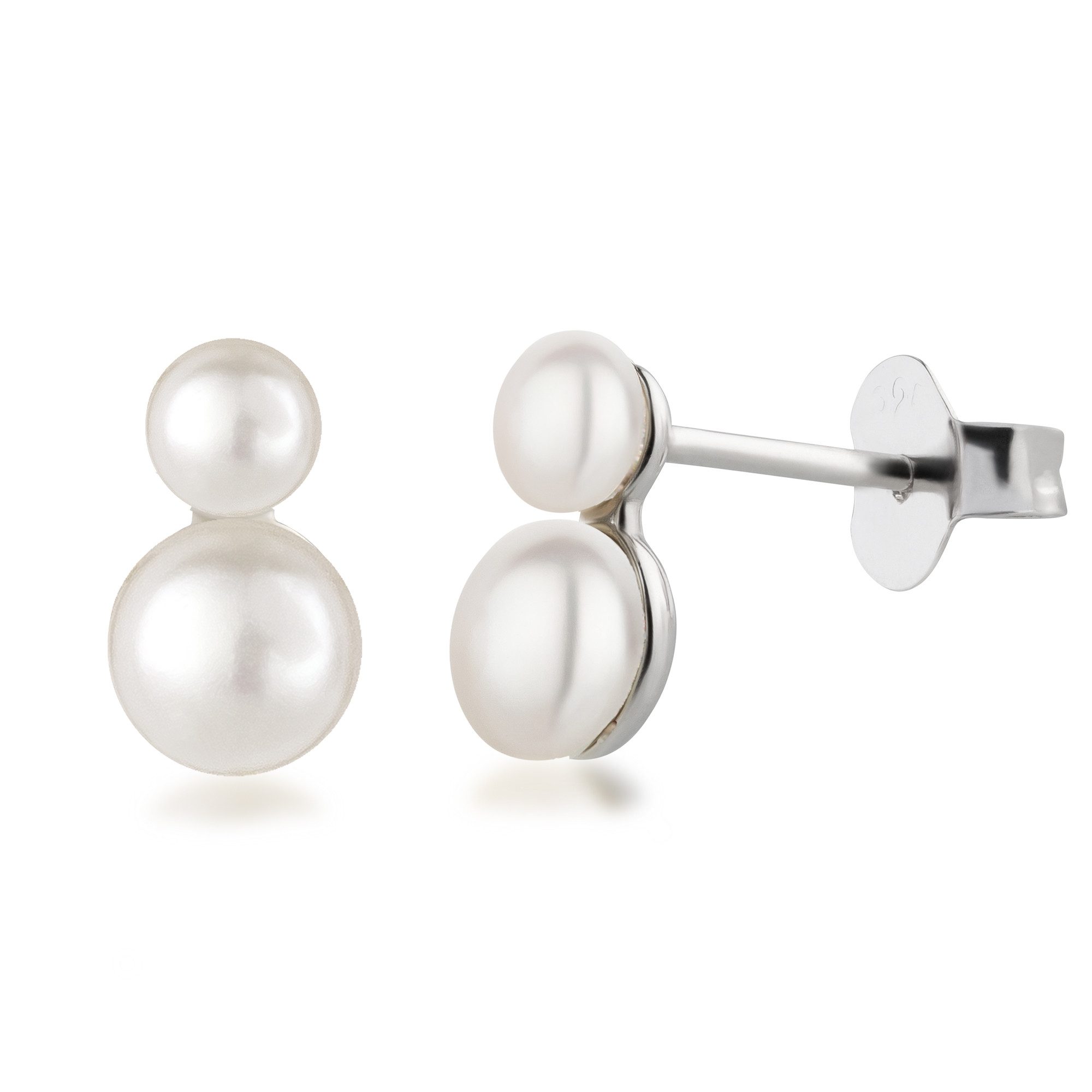 Schöner-SD Perlenohrringe Kleine Ohrstecker mit zwei Süßwasserperlen, Perle günstig online kaufen