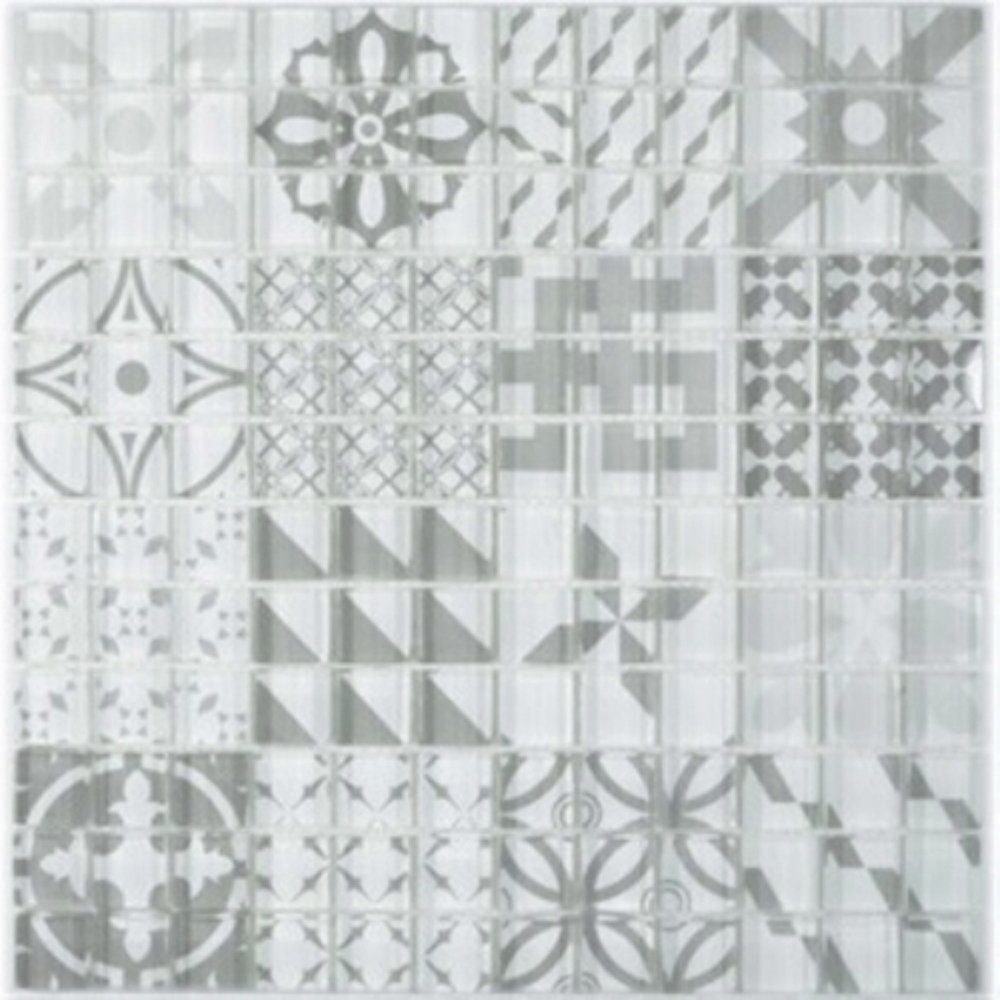 Mosani Mosaikfliesen Crystal grau Matten Mosaikfliesen / Glasmosaik 10 glänzend